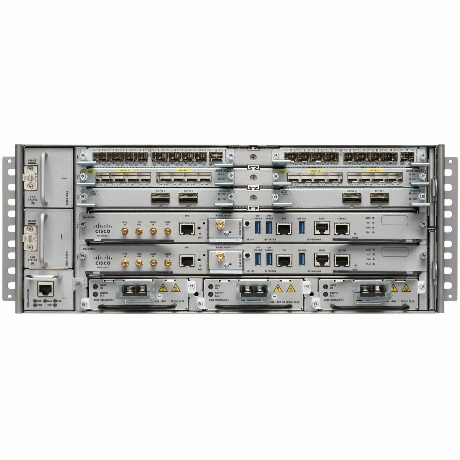 Cisco 560-4 Router - 12 QSFP-DD Slots, Hardware Interface Modules (HIM) Slots, Route Switch Processor Slots - 200 Gigabit Ethernet - 4U - Rack-mountable - 1 Year