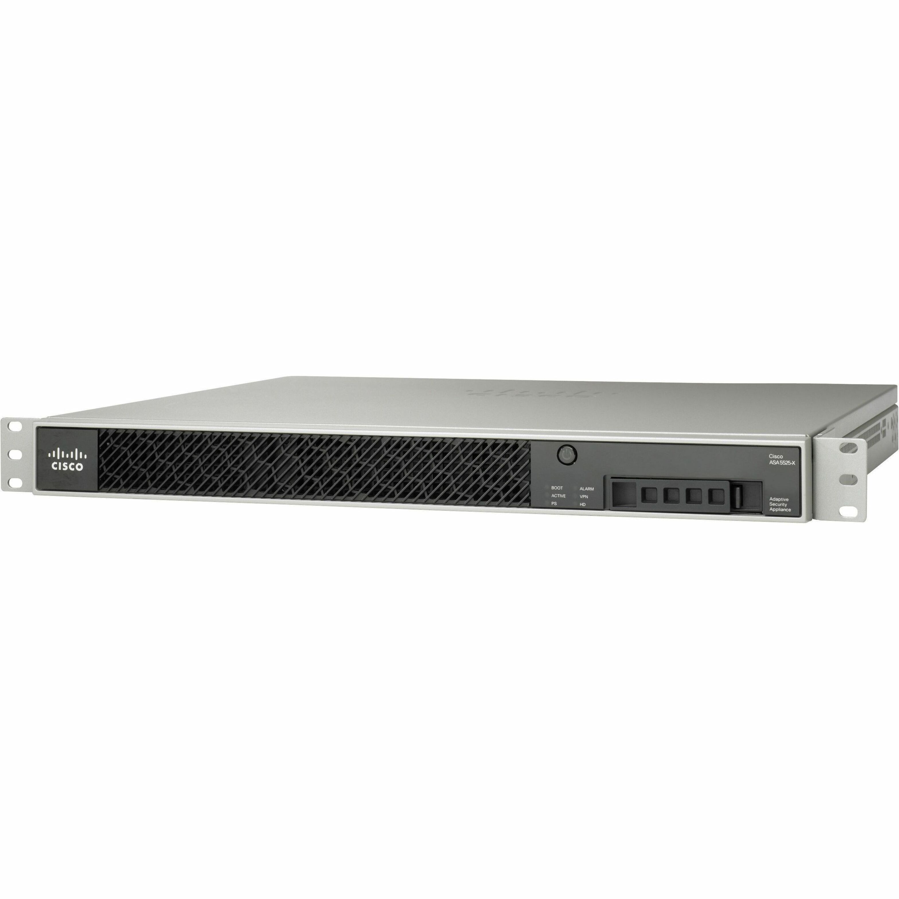 Cisco ASA 5525-X Network Security/Firewall Appliance - 8 Port - 1000Base-T - Gigabit Ethernet - 3DES, AES - 8 x RJ-45 - 6 Total Expansion Slots - 1U - Rack-mountable