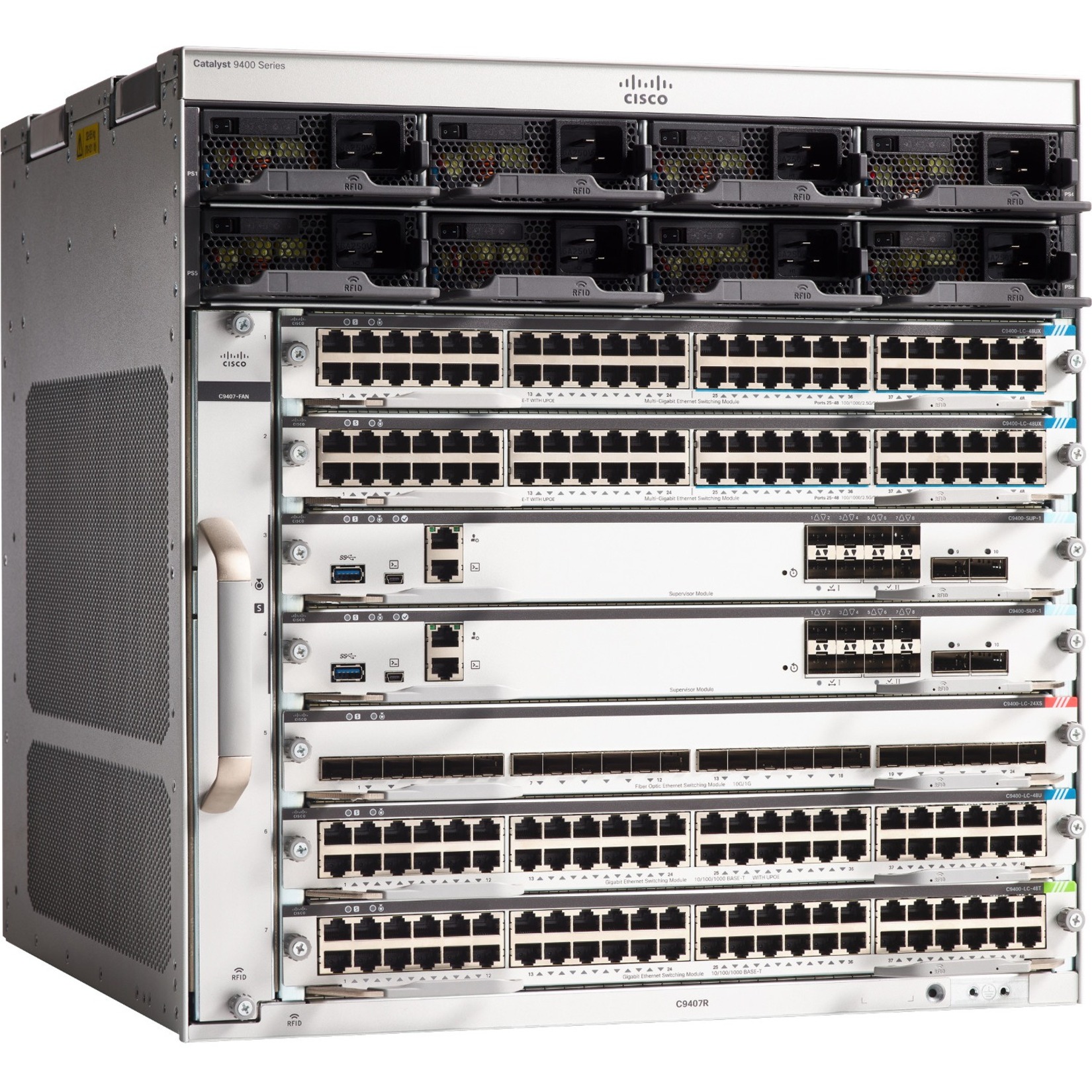 Cisco Catalyst 9400 Series 7 Slot Chassis - Manageable - Refurbished - 3 Layer Supported - Modular - 10U - Rack-mountable