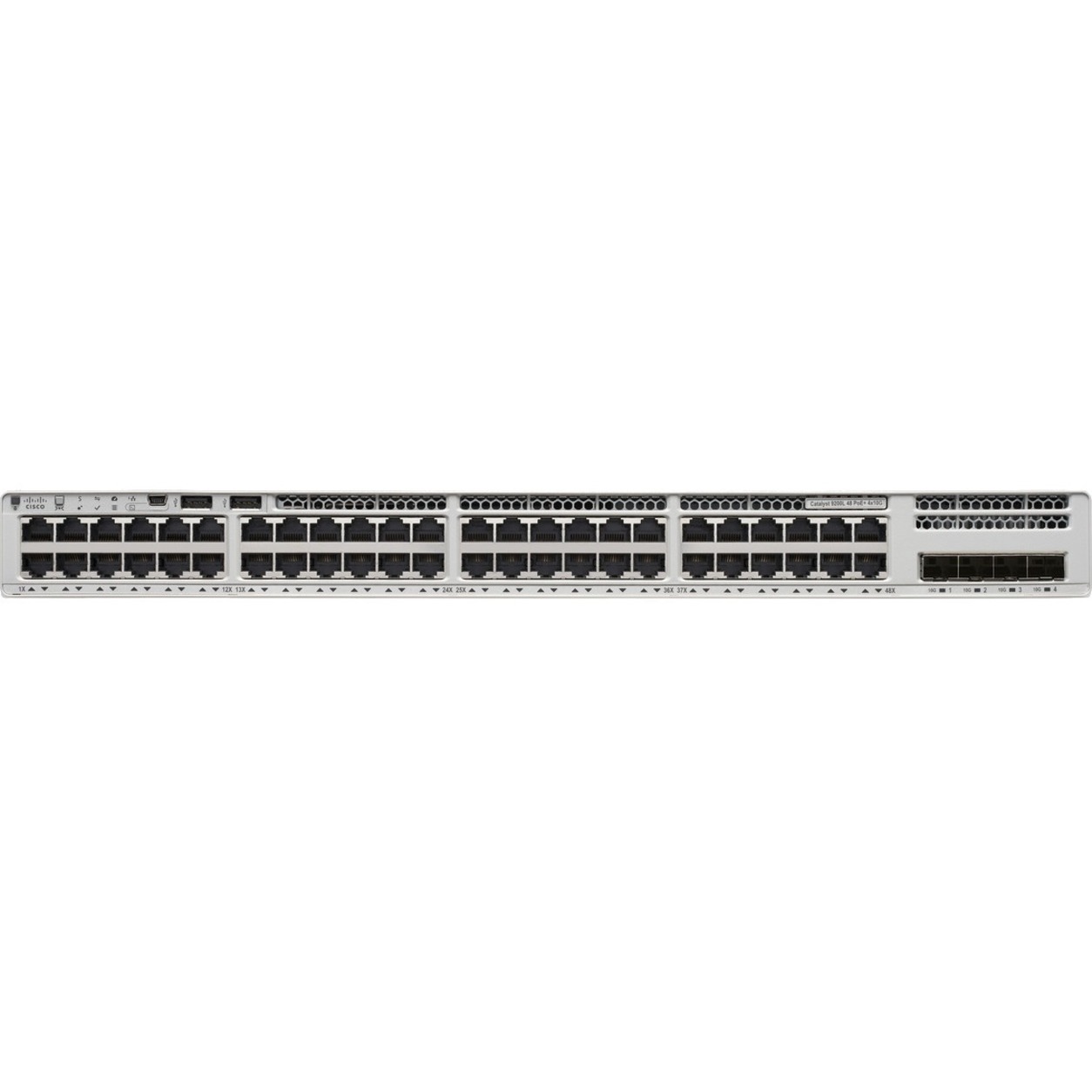 Cisco Catalyst 9200L48-port Partial PoE+ 4x1G Uplink Switch, Network Advantage - 48 Ports - Manageable - Gigabit Ethernet - 1000Base-T, 1000Base-X - 3 Layer Supported - Modular - 4 SFP Slots - 600 W P