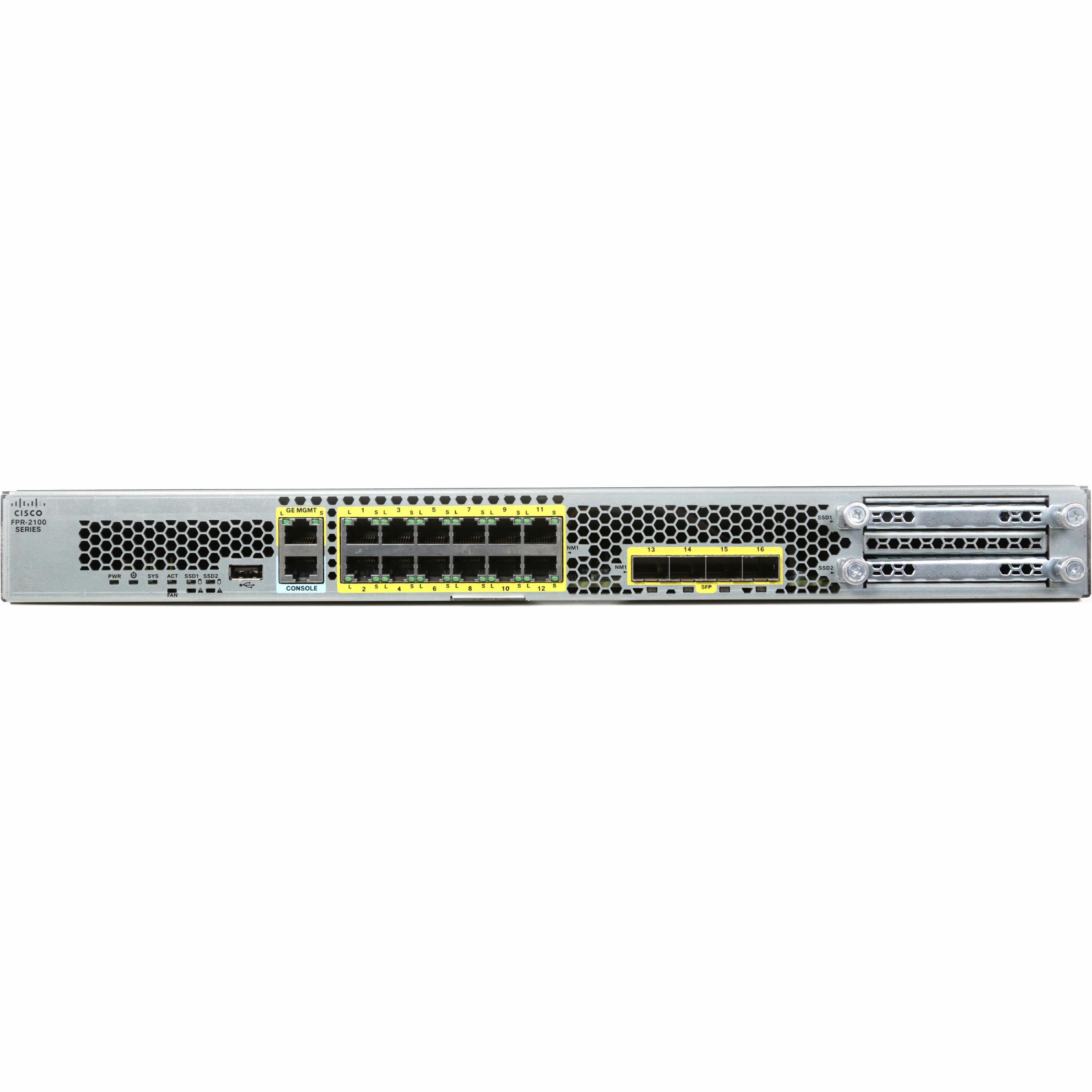 Cisco Firepower 2110 Network Security/Firewall Appliance - 12 Port - 1000Base-T, 1000Base-X - Gigabit Ethernet - 3 Gbit/s Firewall Throughput - 1500 VPN - 12 x RJ-45 - 4 Total Expansion Slots - 50 Hz,