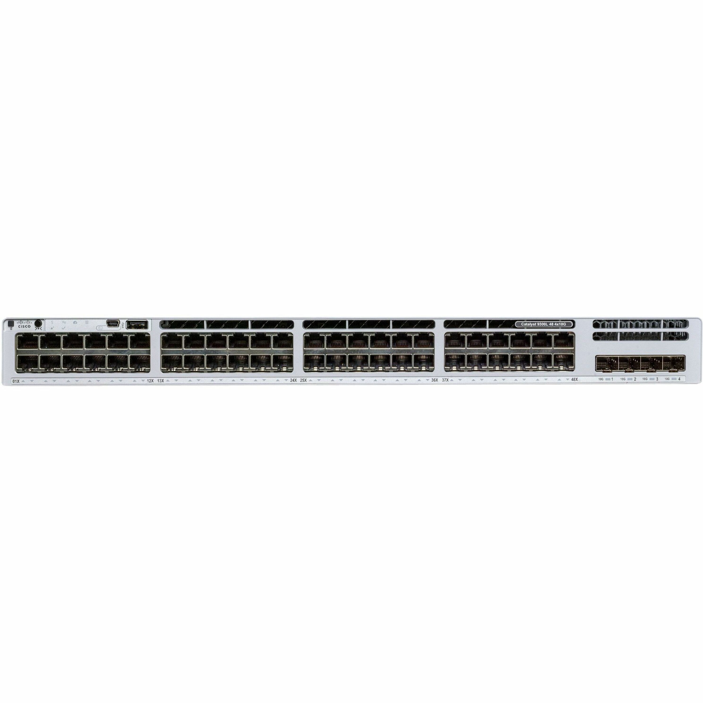 Cisco Catalyst 9300L-48P-4X Ethernet Switch - 48 Ports - Manageable - 10 Gigabit Ethernet, Gigabit Ethernet - 10GBase-X, 1000Base-T - 3 Layer Supported - Modular - 4 SFP Slots - 715 W Power Consumptio