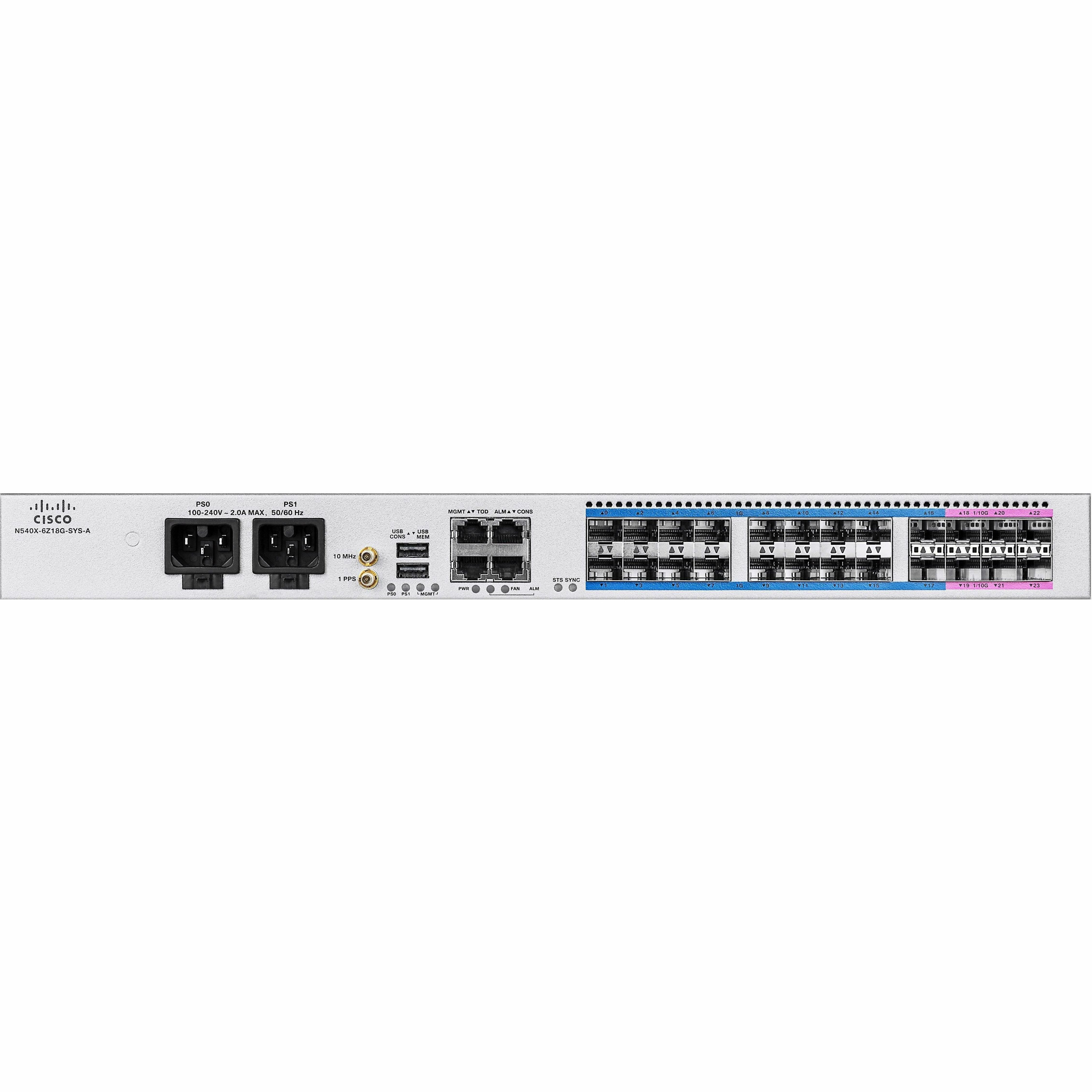 Cisco N540X-6Z18G-SYS-A Router - Management Port - 24 SFP+ Slots - 8 GB - 10 Gigabit Ethernet - IEEE 802.1Q, IEEE 802.3ad - 1U - Rack-mountable - 1 Year
