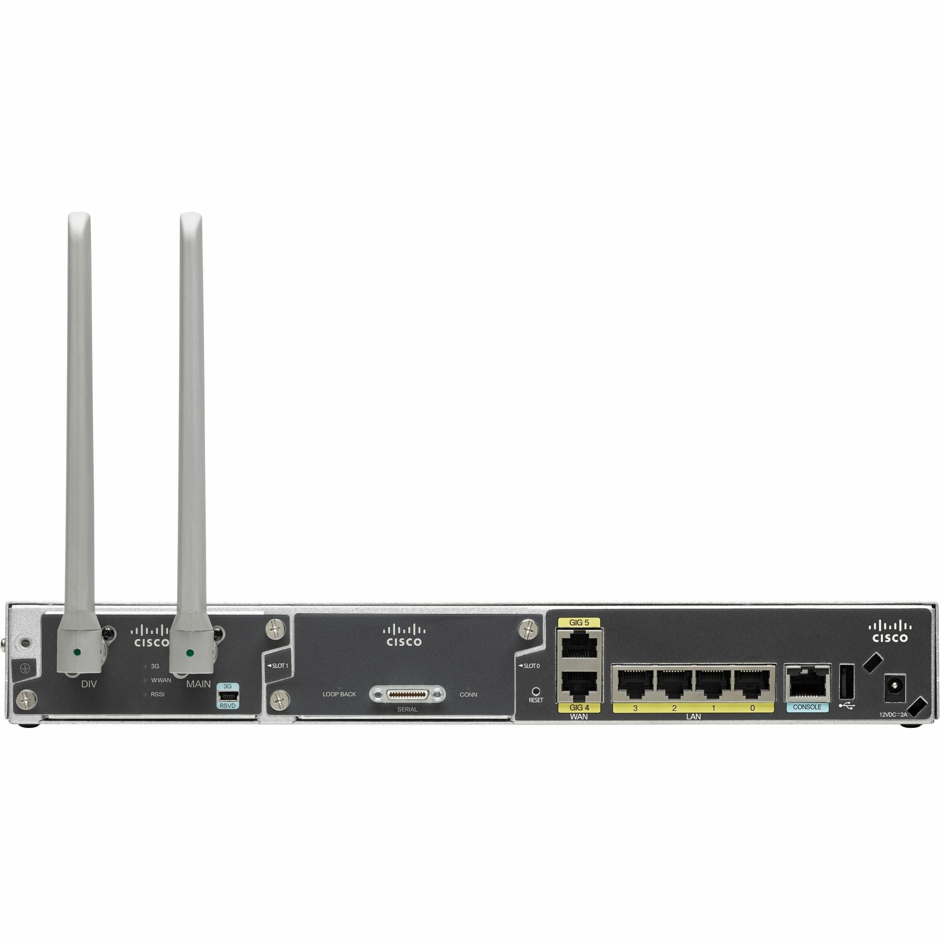 Cisco C841M-4X Router - Refurbished - 5 Ports - 4 RJ-45 Port(s) - 2 WAN Port(s) - Slots512 MB - Gigabit Ethernet - IEEE 802.1Q, IEEE 802.1x, IEEE 802.1D - Rack-mountable, Wall Mountable, Desktop - 1 Y
