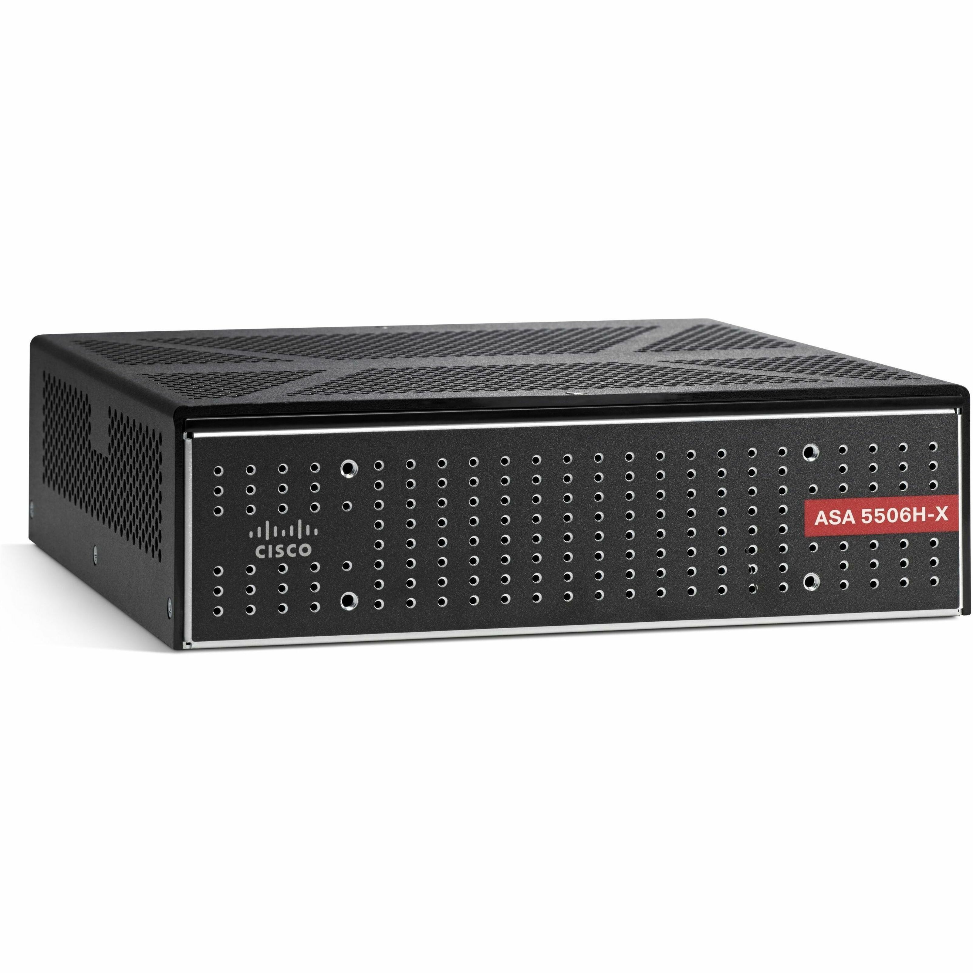 Cisco ASA 5506H-X Network Security/Firewall Appliance - 4 Port - 10/100/1000Base-T - Gigabit Ethernet - DES - 50 VPN - 4 x RJ-45 - Desktop, Rack-mountable, Wall Mountable, Rail-mountable