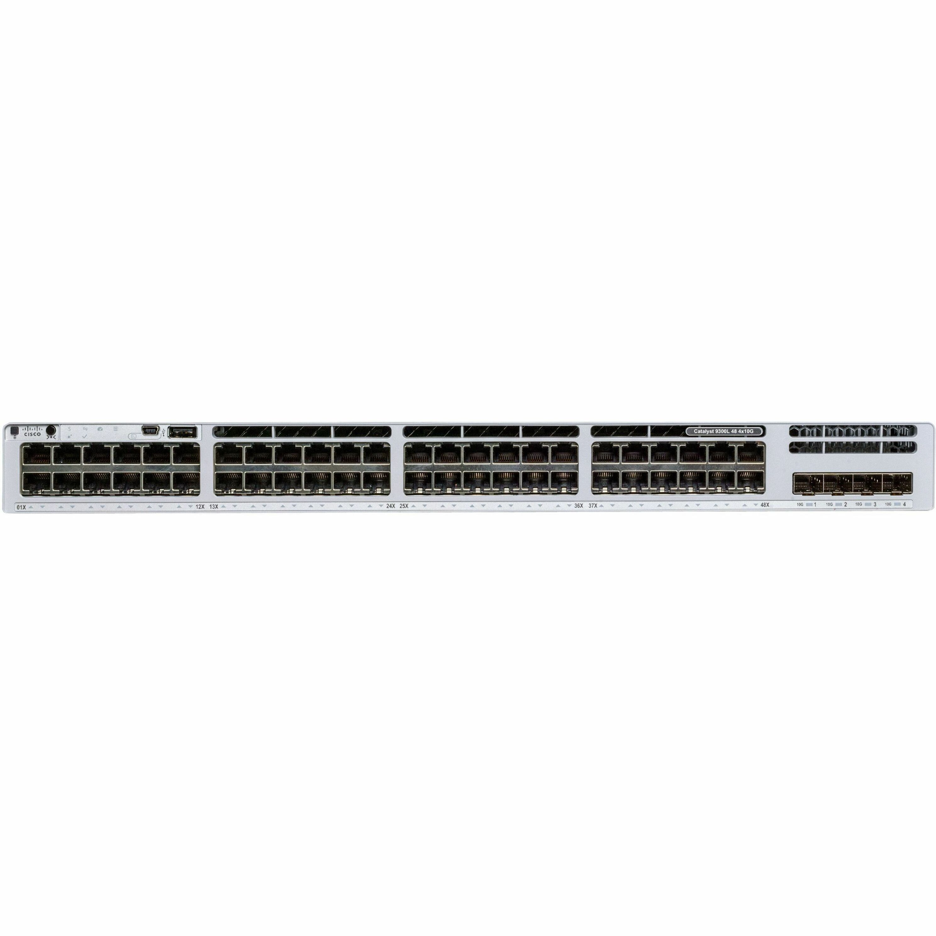 Cisco Catalyst C9300L-48PF-4X Ethernet Switch - 48 Ports - Manageable - Gigabit Ethernet, 10 Gigabit Ethernet - 10/100/1000Base-T, 10GBase-X - 2 Layer Supported - Modular - 1100 W Power Consumption - 