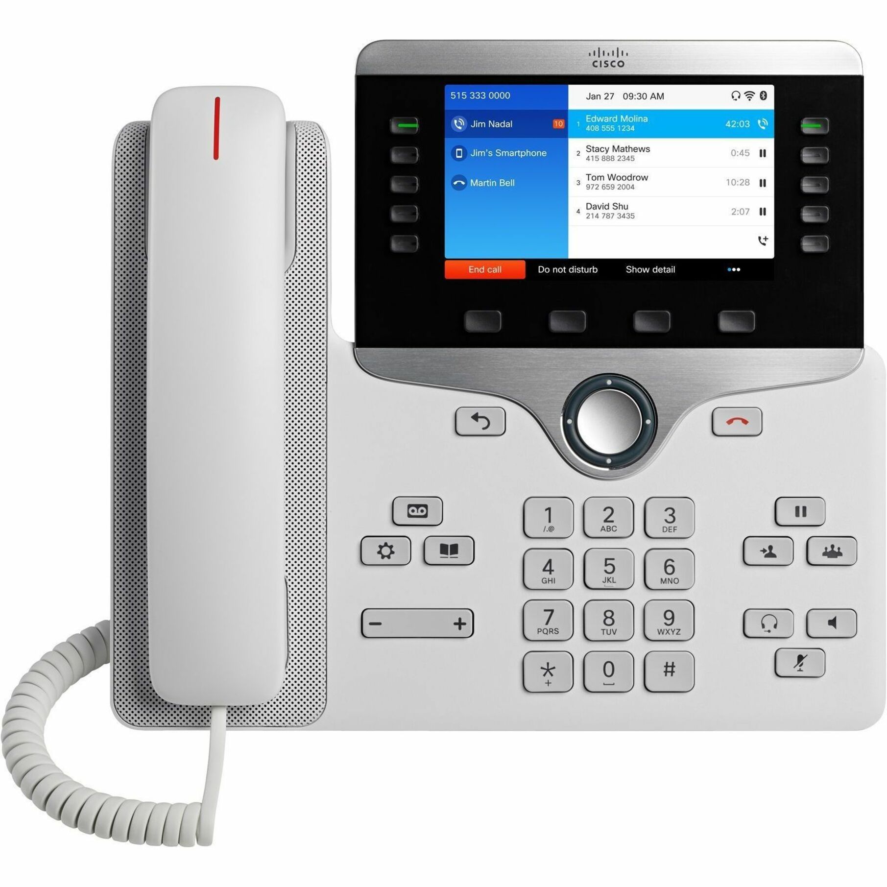 Cisco 8861 IP Phone - Corded - Corded/Cordless - Bluetooth, Wi-Fi - Wall Mountable, Desktop - VoIP - IEEE 802.11a/b/g/n/ac - 2 x Network (RJ-45) - PoE Ports