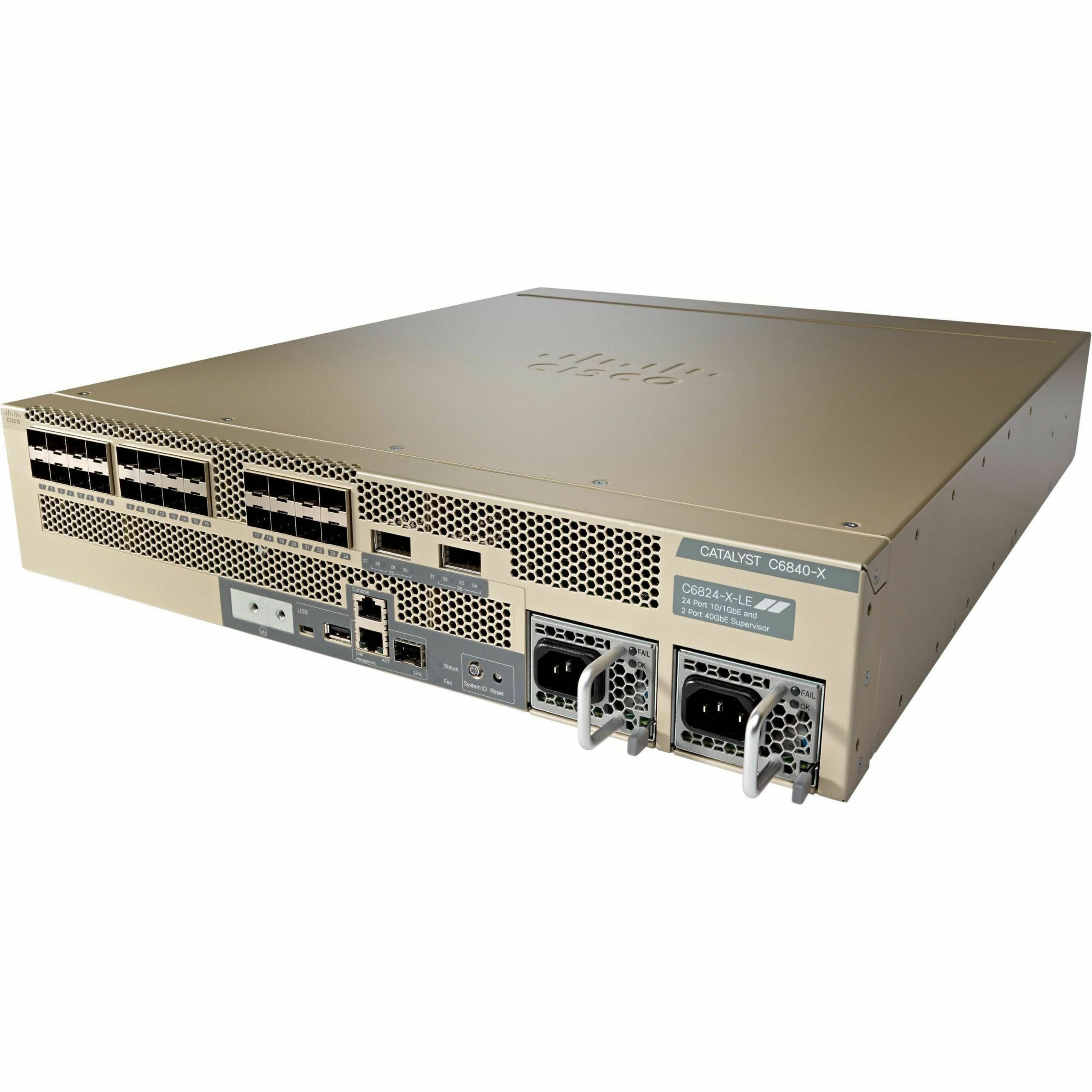 Cisco Catalyst C6824-X-LE-40G Ethernet Switch - Manageable - 10 Gigabit Ethernet, 40 Gigabit Ethernet - 10GBase-X, 40GBase-X - Refurbished - 3 Layer Supported - Modular - Optical Fiber - 2U - Rack-mou