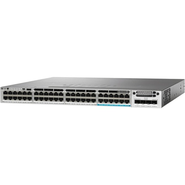 Cisco Catalyst 3850-48U-S Ethernet Switch - 48 Ports - Manageable - Gigabit Ethernet - 1000Base-T - Refurbished - 3 Layer Supported - 84.97 W Power Consumption - Twisted Pair - 1U - Rack-mountable, De