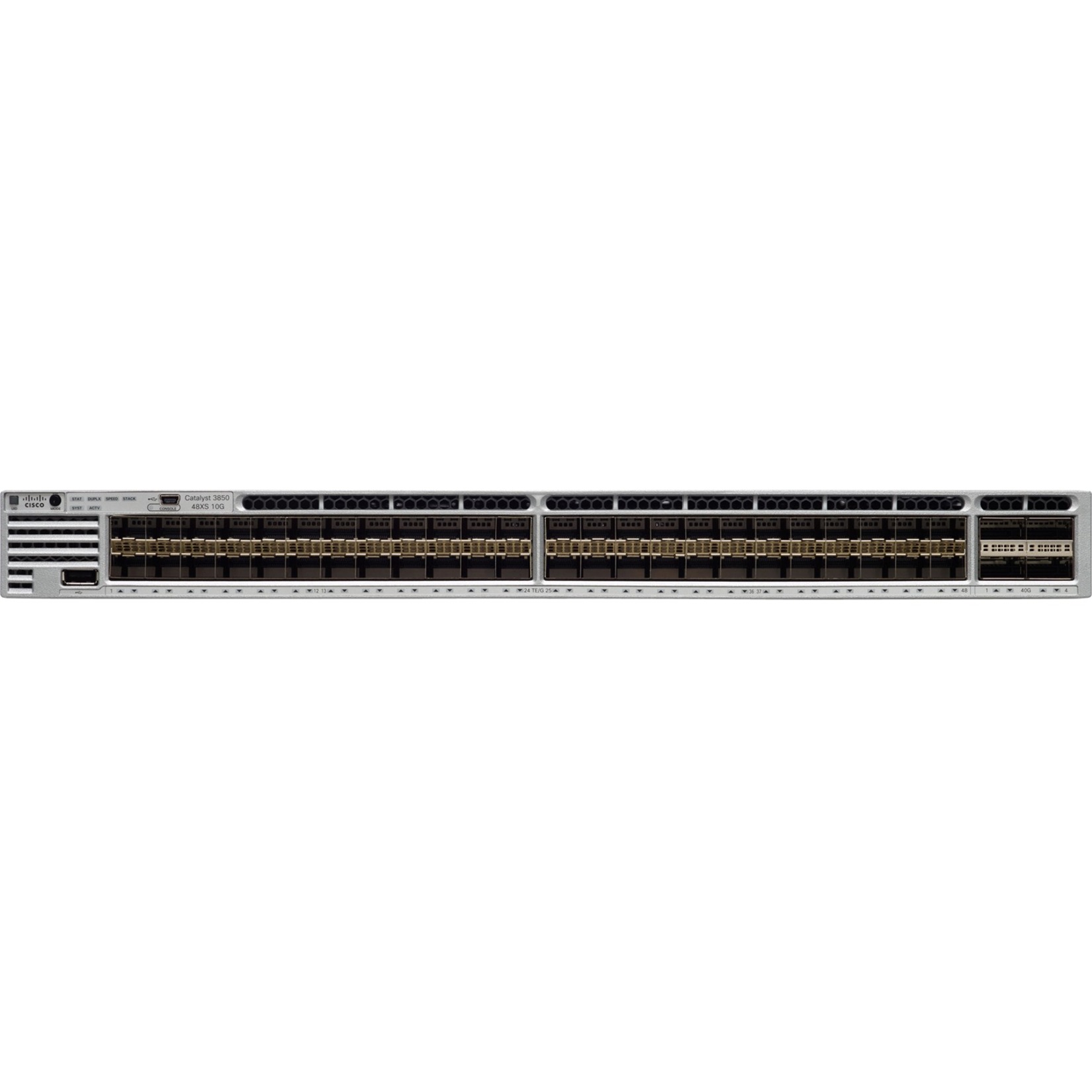 Cisco Catalyst 3850 48 Port 10G Fiber Switch IP Services - Manageable - 40 Gigabit Ethernet, 10 Gigabit Ethernet - 40GBase-X, 10GBase-X - Refurbished - 4 Layer Supported - Modular - 750 W Power Consum