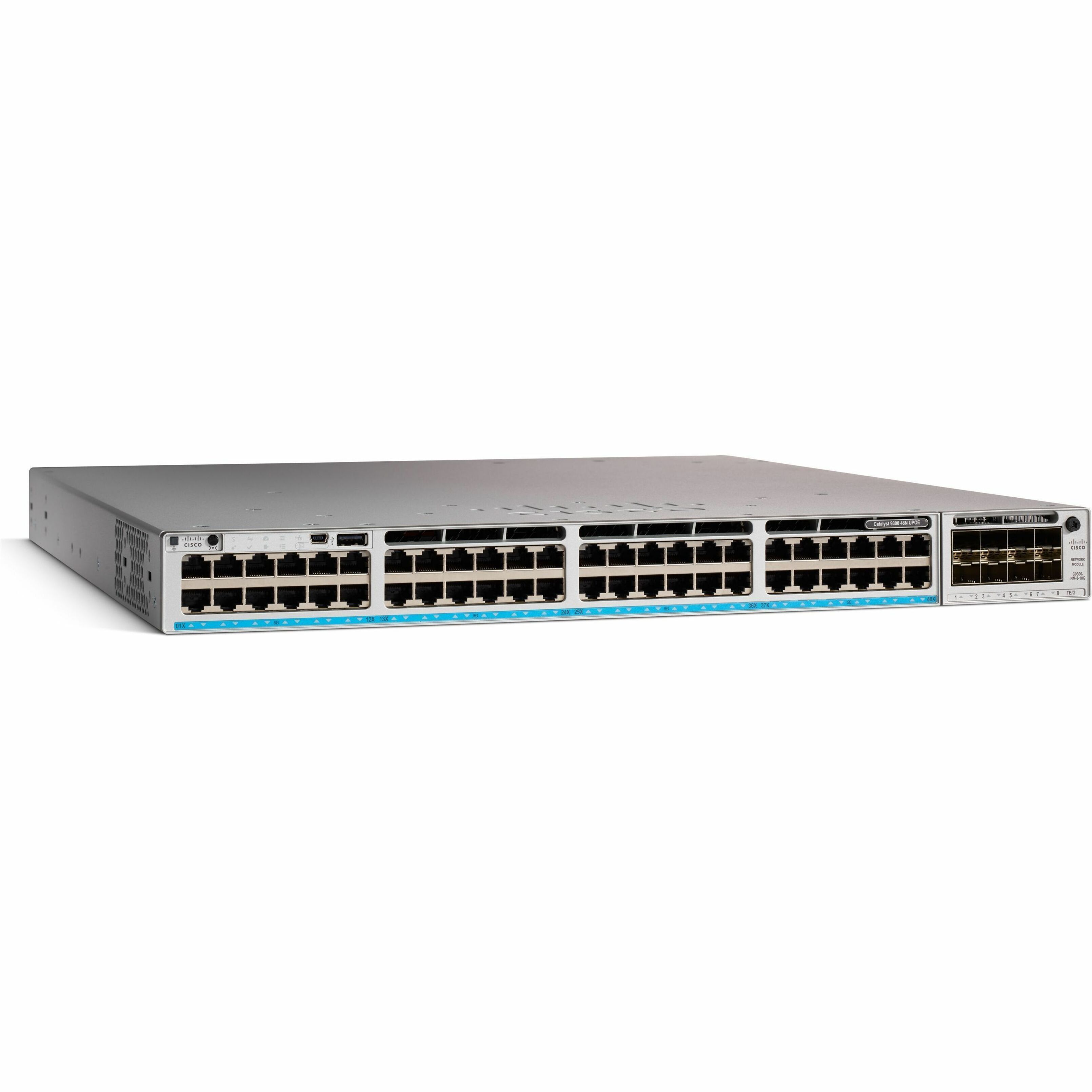 Cisco Nexus 9300 with 48p 10G-T, 6p 100G QSFP, MACsec, UP - 48 Ports - 10 Gigabit Ethernet, 100 Gigabit Ethernet - 10GBase-T, 100GBase-X - 2 Layer Supported - Twisted Pair, Optical Fiber - 1 Year Limi