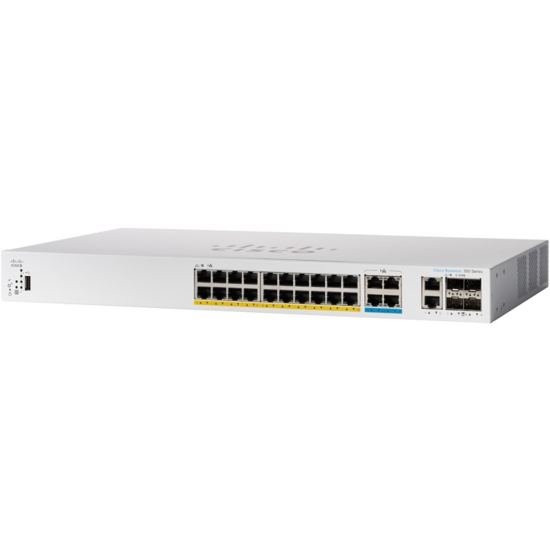 Cisco Business CBS350-24S-4G Ethernet Switch - 2 Ports - Manageable - 3 Layer Supported - Modular - 28 SFP Slots - 34.30 W Power Consumption - Optical Fiber, Twisted Pair - Rack-mountable - Lifetime L