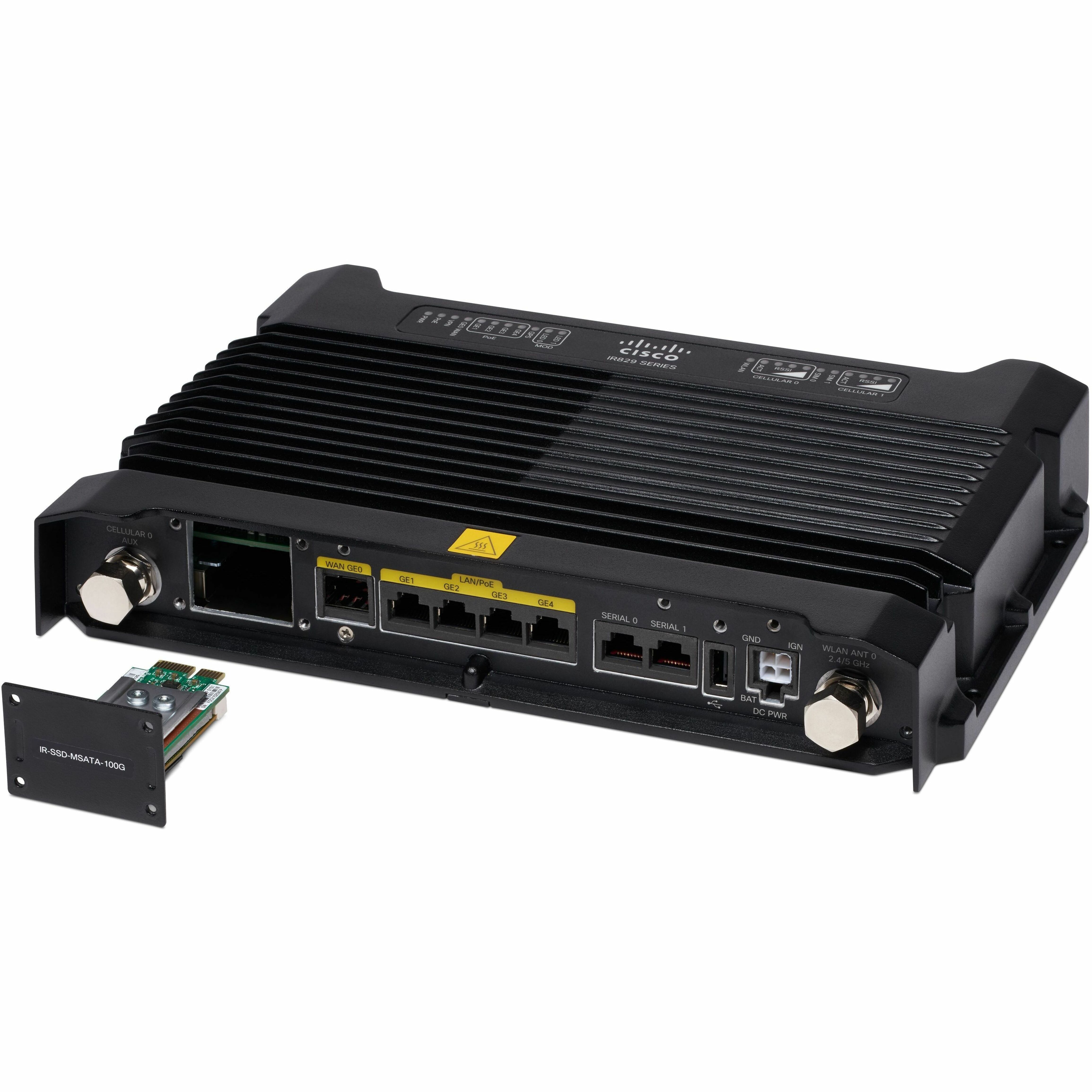 Cisco IR829 Wi-Fi 4 IEEE 802.11a/b/g/n 2 SIM Cellular, Ethernet Wireless Integrated Services Router - Refurbished - 4G - LTE 800, LTE 900, LTE 1800, LTE 2100, LTE 2600, WCDMA 850, WCDMA 900, WCDMA 190