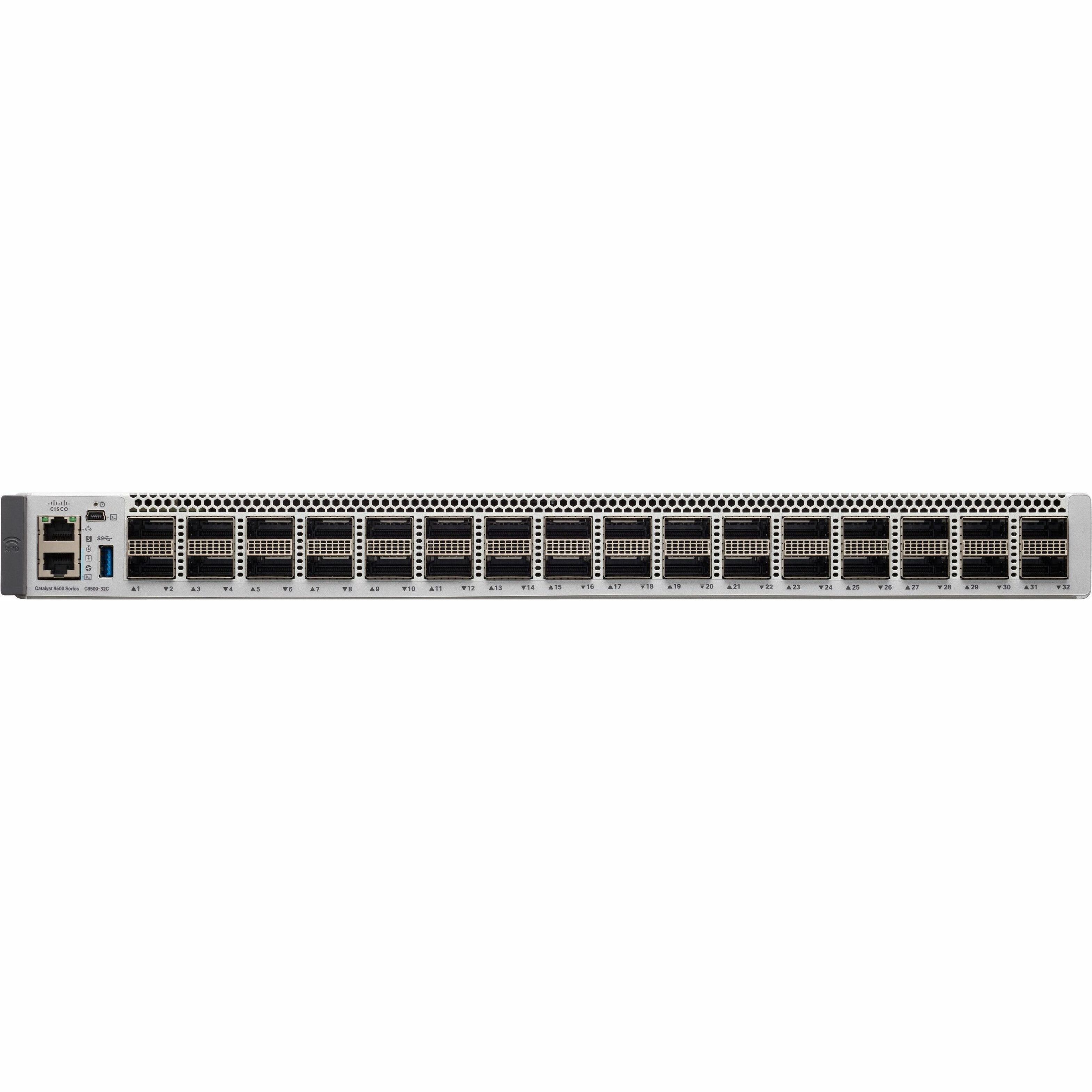 Cisco Catalyst C9500-32C Layer 3 Switch - Manageable - 100 Gigabit Ethernet - 100GBase-X - Refurbished - 3 Layer Supported - Modular - Optical Fiber - 1U - Rack-mountable