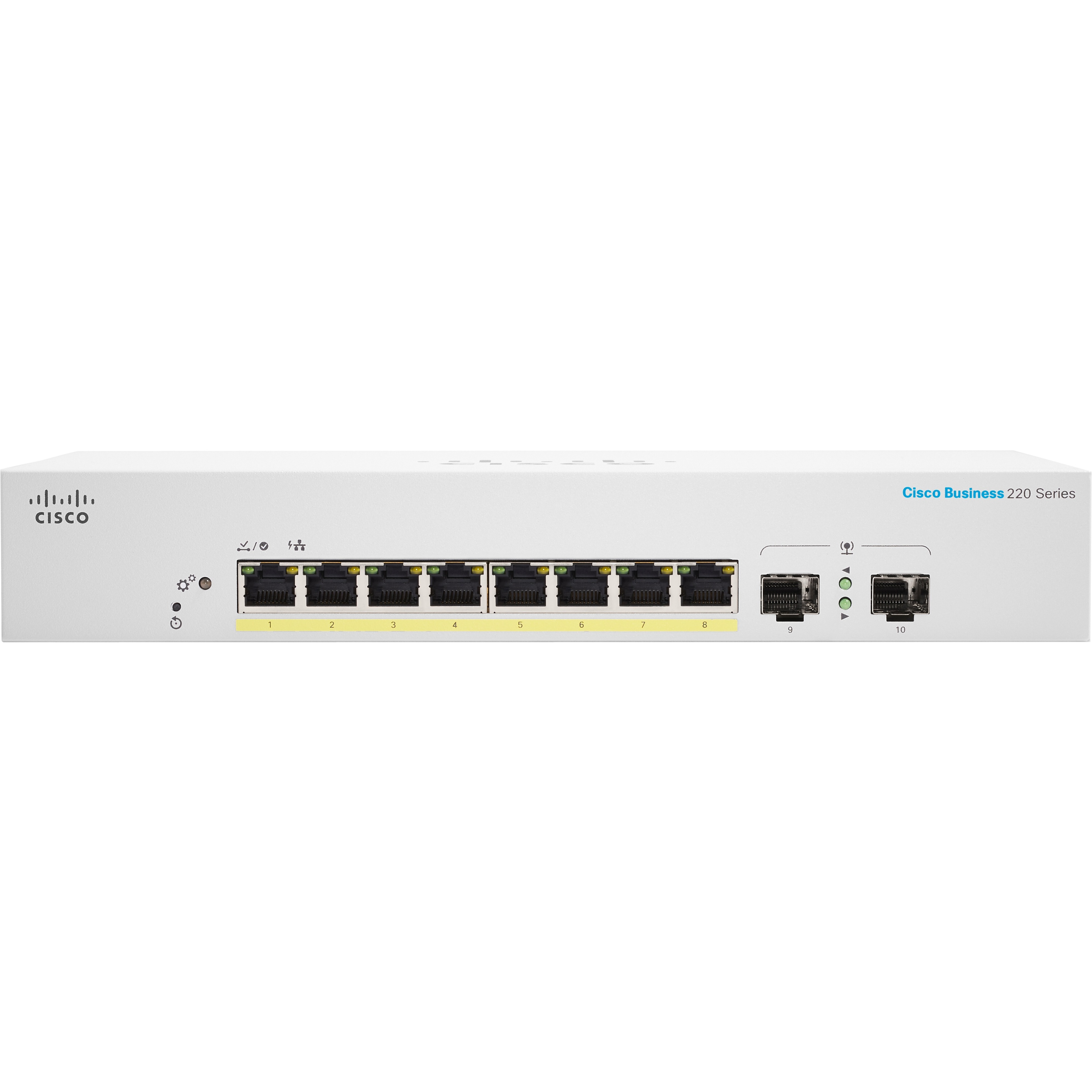 Cisco Business CBS220-8P-E-2G Ethernet Switch - 8 Ports - Manageable - Gigabit Ethernet - 10/100/1000Base-T, 1000Base-X - 2 Layer Supported - Modular - 2 SFP Slots - 8.20 W Power Consumption - 65 W Po
