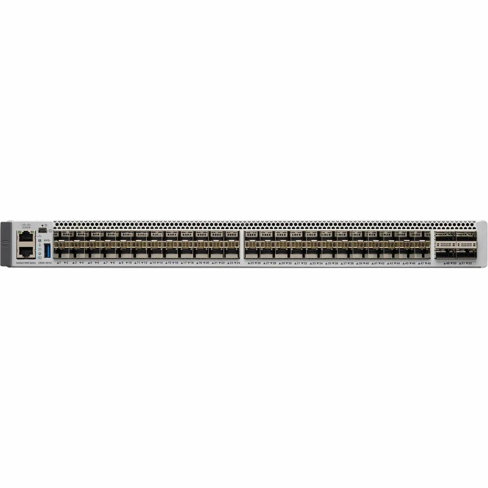 Cisco Catalyst C9500-48Y4C Ethernet Switch - Manageable - 25 Gigabit Ethernet, 100 Gigabit Ethernet - 25GBase-X, 100GBase-X - Refurbished - 3 Layer Supported - Modular - 650 W Power Consumption - Opti