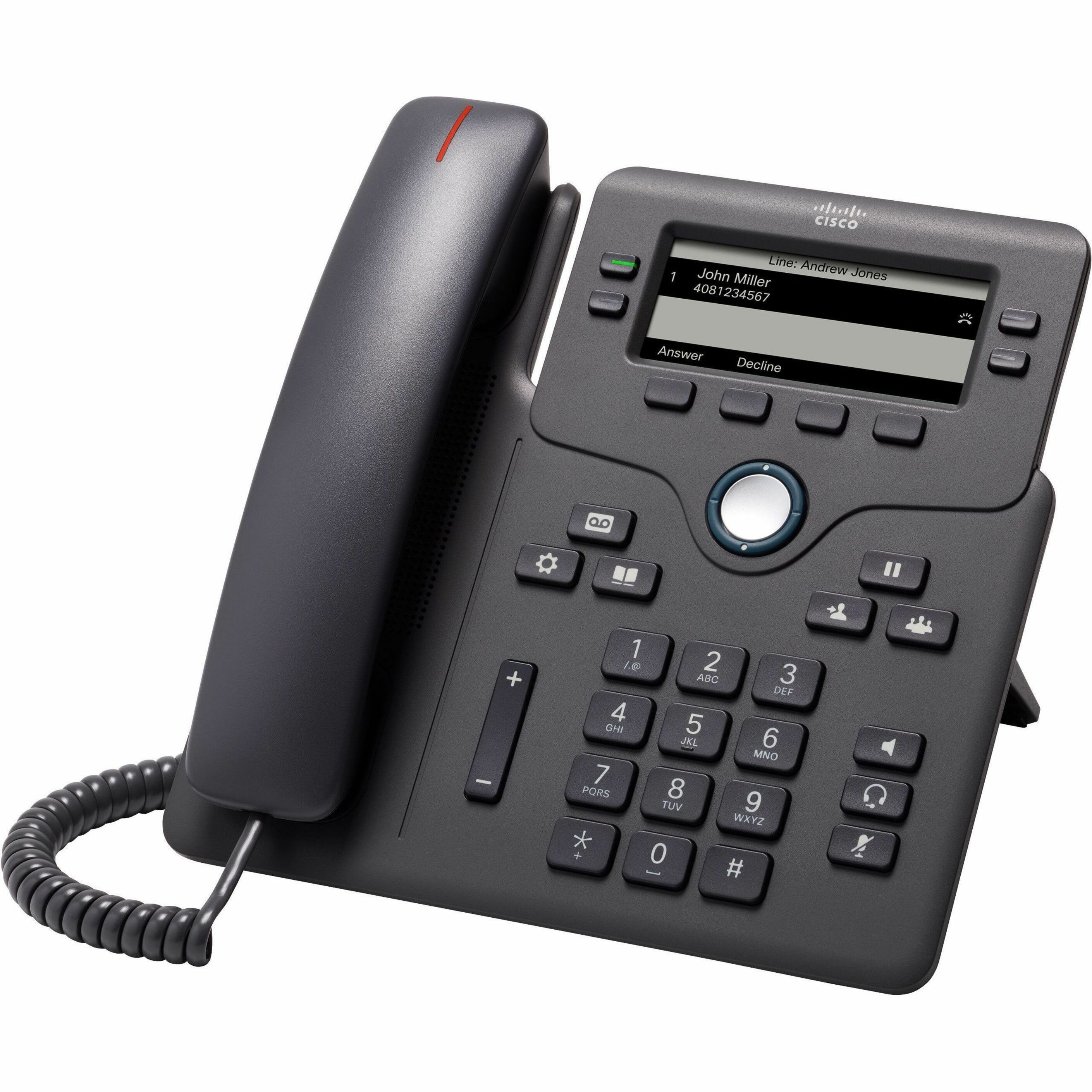 Cisco 6851 IP Phone - Refurbished - Corded - Corded - Charcoal - 4 x Total Line - VoIP - 2 x Network (RJ-45) - PoE Ports