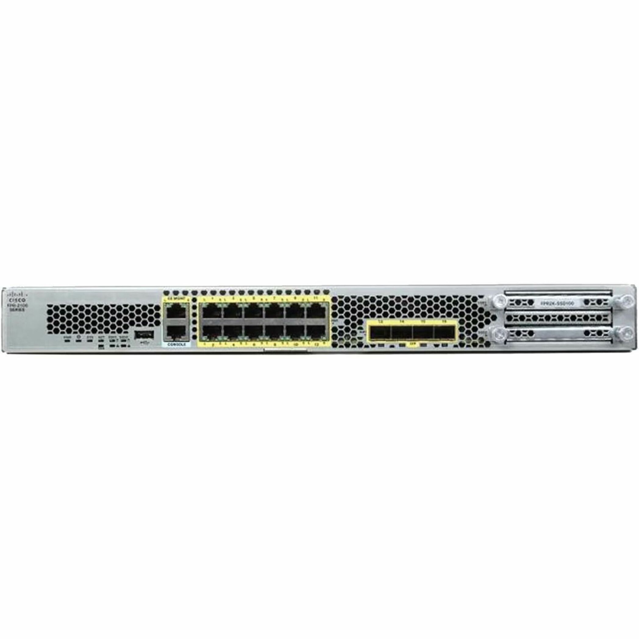 Cisco Firepower 2120 Network Security/Firewall Appliance - 12 Port - 1000Base-T, 1000Base-X - Gigabit Ethernet - 6 Gbit/s Firewall Throughput - 3500 VPN - 12 x RJ-45 - 4 Total Expansion Slots - 50 Hz,