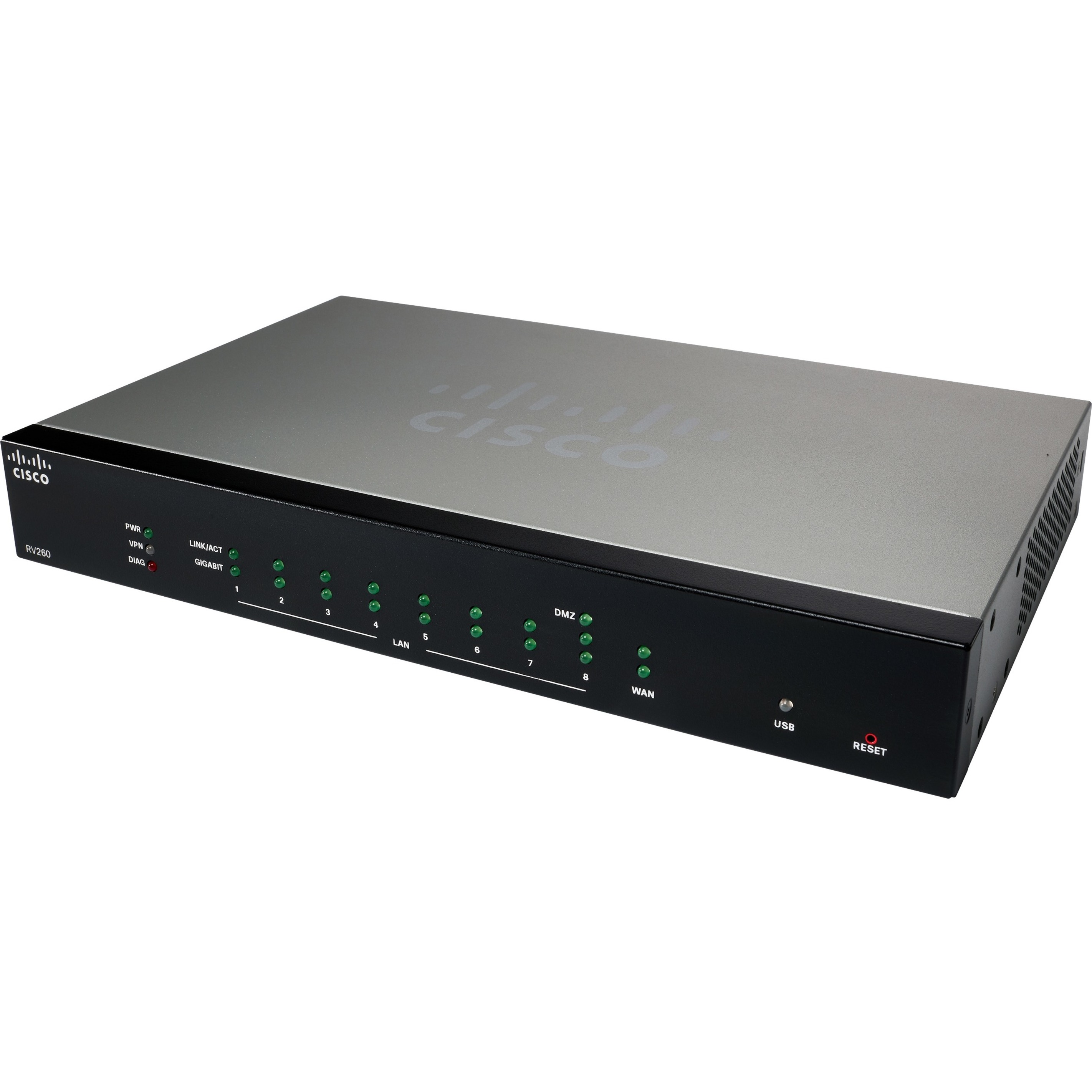 Cisco RV260 VPN Router - Refurbished - 9 Ports - Management Port - 1 - Gigabit Ethernet