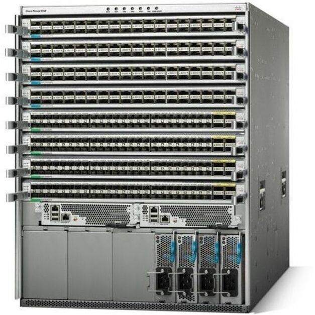 Cisco Nexus 9508 Switch Chassis - Manageable - Gigabit Ethernet, 10 Gigabit Ethernet, 25 Gigabit Ethernet, 40 Gigabit Ethernet, 100 Gigabit Ethernet, 400 Gigabit Ethernet - 3 Layer Supported - Modular