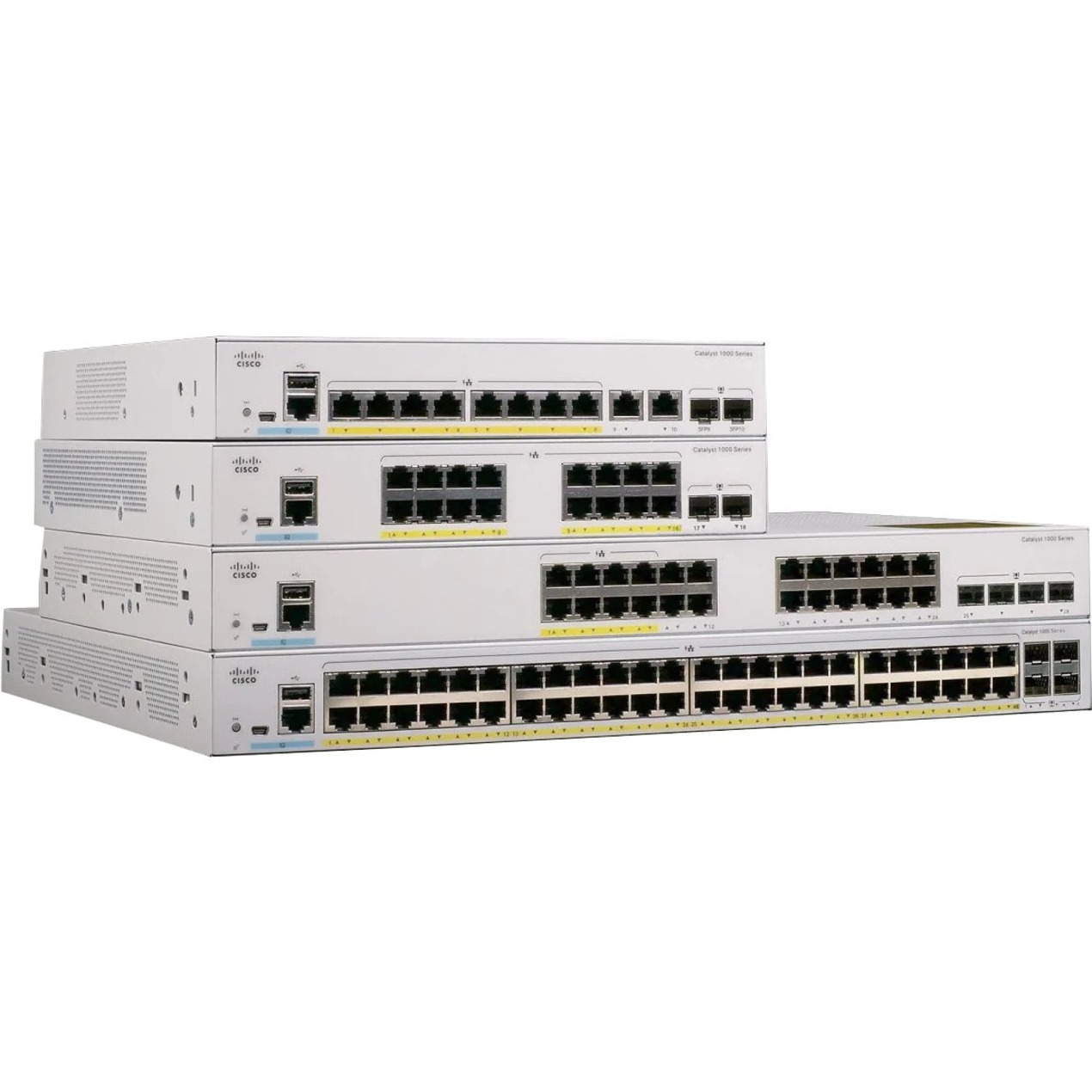 Cisco Catalyst C1000-24T Ethernet Switch - 24 Ports - Manageable - Gigabit Ethernet - 10/100/1000Base-T, 1000Base-X - Refurbished - 2 Layer Supported - Modular - 4 SFP Slots - Twisted Pair, Optical Fi