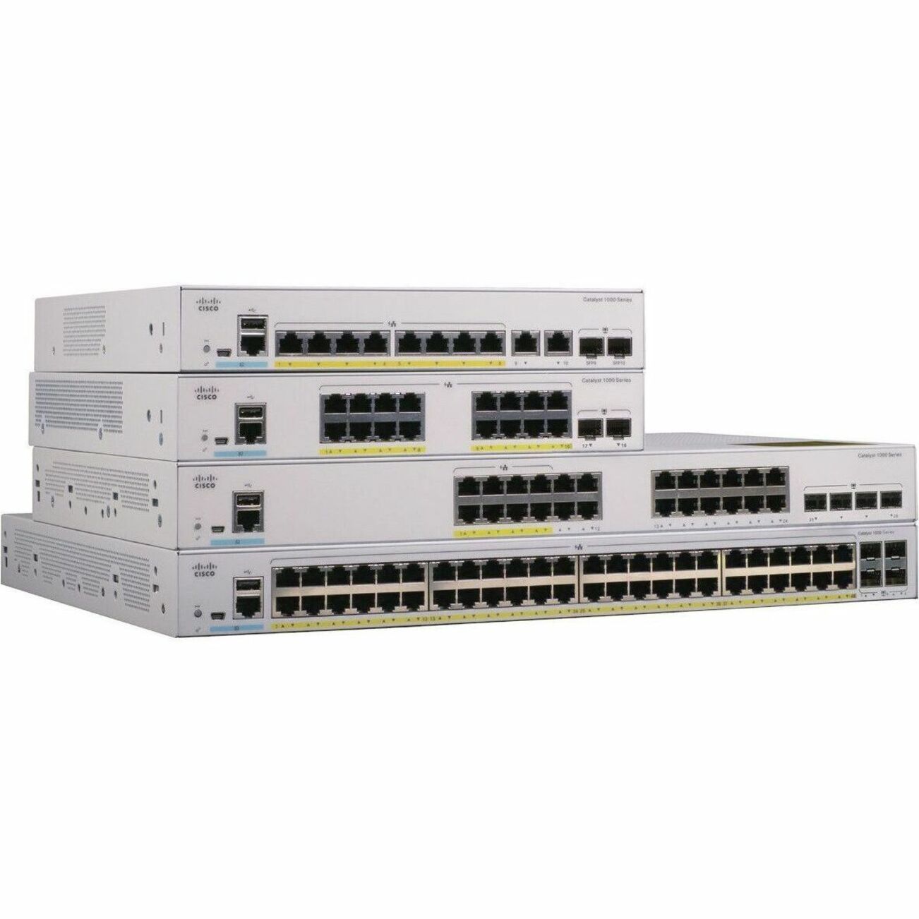 Cisco Catalyst C1000-8P Ethernet Switch - 8 Ports - Manageable - Gigabit Ethernet - 10/100/1000Base-T, 1000Base-X - Refurbished - 2 Layer Supported - Modular - 2 SFP Slots - Twisted Pair, Optical Fibe