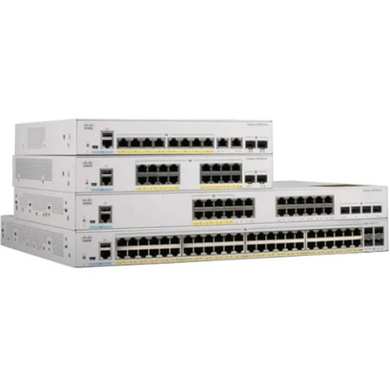 Cisco Catalyst C1000-24P Ethernet Switch - 24 Ports - Manageable - Gigabit Ethernet, 10 Gigabit Ethernet - 10/100/1000Base-T, 10GBase-X - Refurbished - 2 Layer Supported - Modular - Twisted Pair, Opti