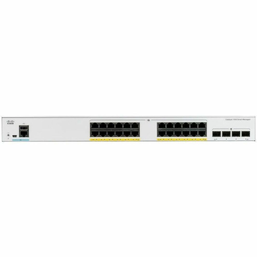 Cisco Catalyst C1000-48T Ethernet Switch - 48 Ports - Manageable - Gigabit Ethernet - 10/100/1000Base-T, 1000Base-X - Refurbished - 2 Layer Supported - Modular - 4 SFP Slots - Twisted Pair, Optical Fi