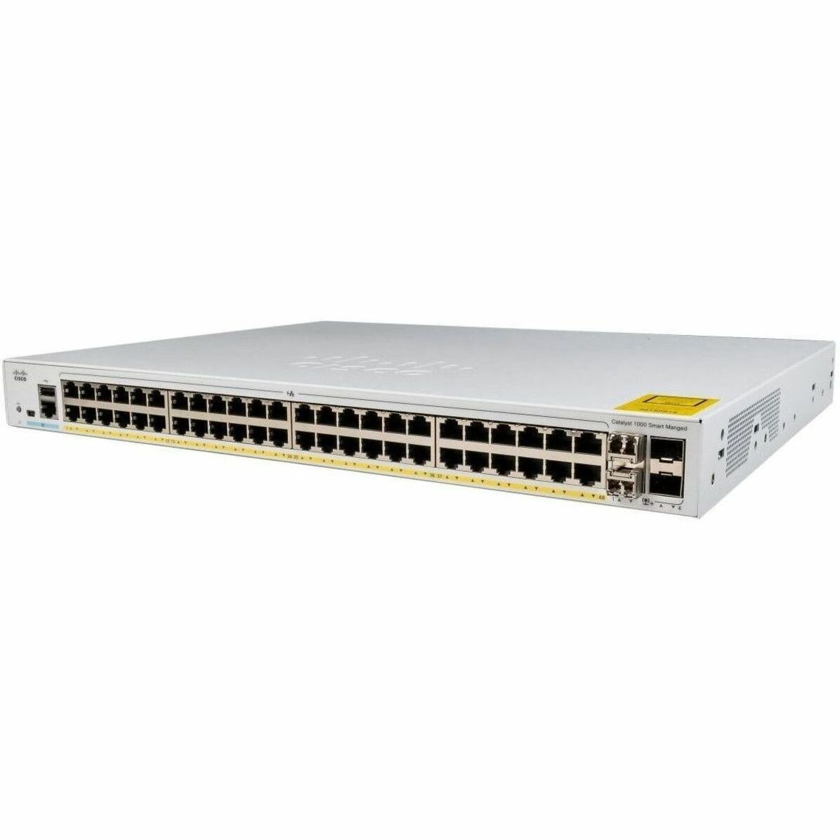 Cisco Catalyst C1000-48P Ethernet Switch - 48 Ports - Manageable - Gigabit Ethernet, 10 Gigabit Ethernet - 10/100/1000Base-T, 10GBase-X - Refurbished - 2 Layer Supported - Modular - Twisted Pair, Opti