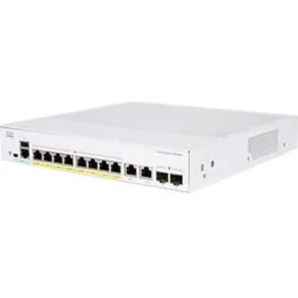 Cisco 350 CBS350-8FP-2G Ethernet Switch - 10 Ports - Manageable - Gigabit Ethernet - 1000Base-T, 1000Base-X - Refurbished - 2 Layer Supported - Modular - 2 SFP Slots - 17.88 W Power Consumption - 120 
