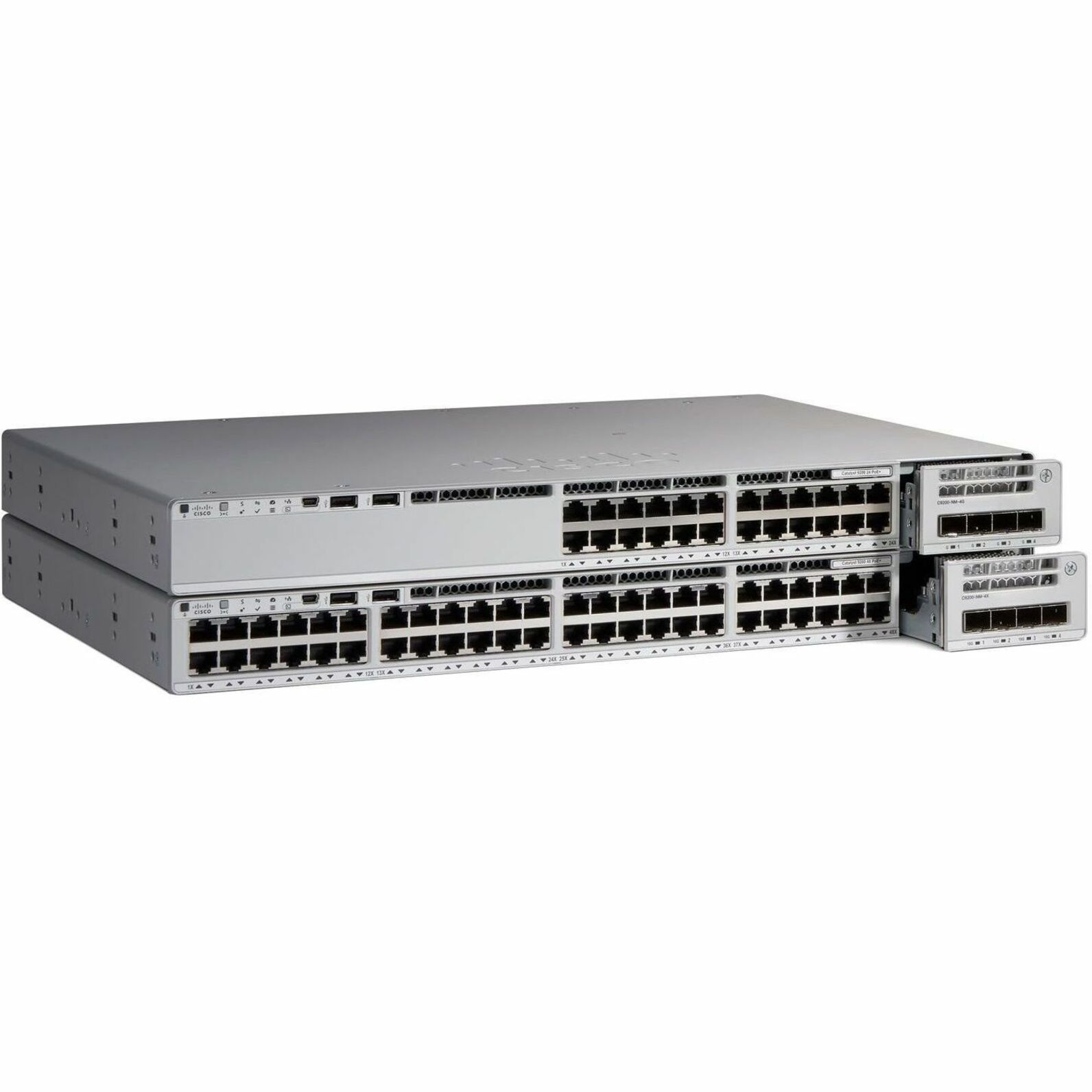 Cisco Catalyst C9200-48PXG Ethernet Switch - 48 Ports - Gigabit Ethernet, 10 Gigabit Ethernet - 1000Base-T, 10GBase-T - Refurbished - 3 Layer Supported - Modular - 1000 W Power Consumption - Twisted P