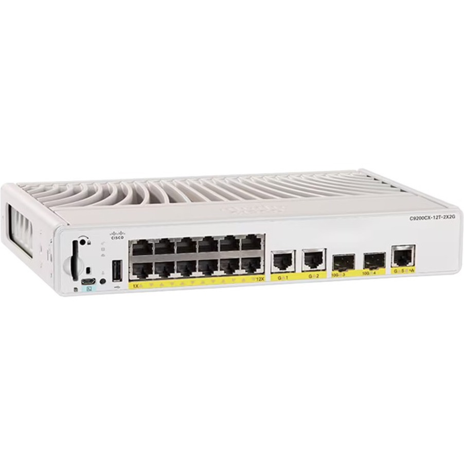Cisco Catalyst C9200CX-12P-2X2G Ethernet Switch - 12 Ports - Manageable - 10 Gigabit Ethernet - 10GBase-T, 10GBase-X - 3 Layer Supported - 315 W Power Consumption - 310 W PoE Budget - Optical Fiber, T