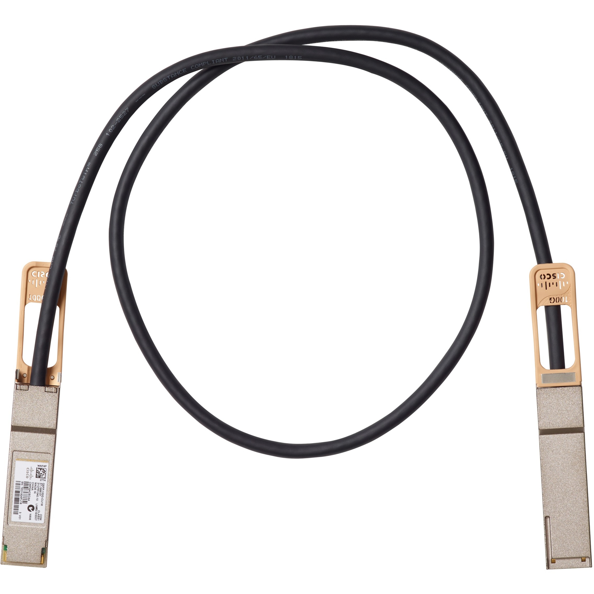 Cisco 100GBASE-CR4 QSFP Passive Copper Cable, 1-meter - 3.28 ft QSFP Network Cable for Network Device - First End: 1 x QSFP Network - Second End: 1 x QSFP Network - 100 Gbit/s