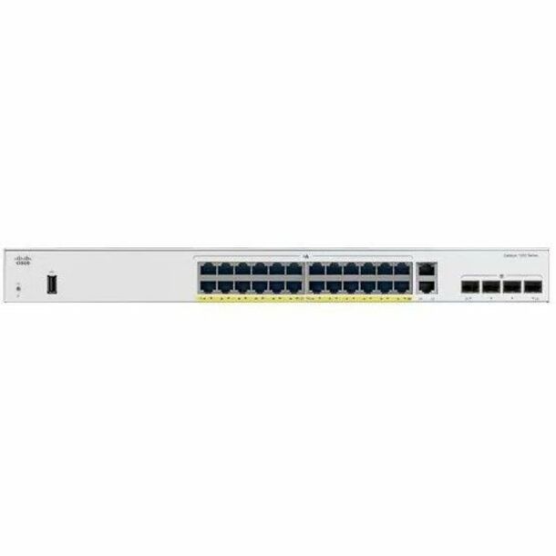 Cisco Catalyst 1000-24T-4X-L Switch - 24 Ports - Manageable - Gigabit Ethernet, 10 Gigabit Ethernet - 10/100/1000Base-T, 10GBase-X - Refurbished - 2 Layer Supported - Modular - Twisted Pair, Optical F