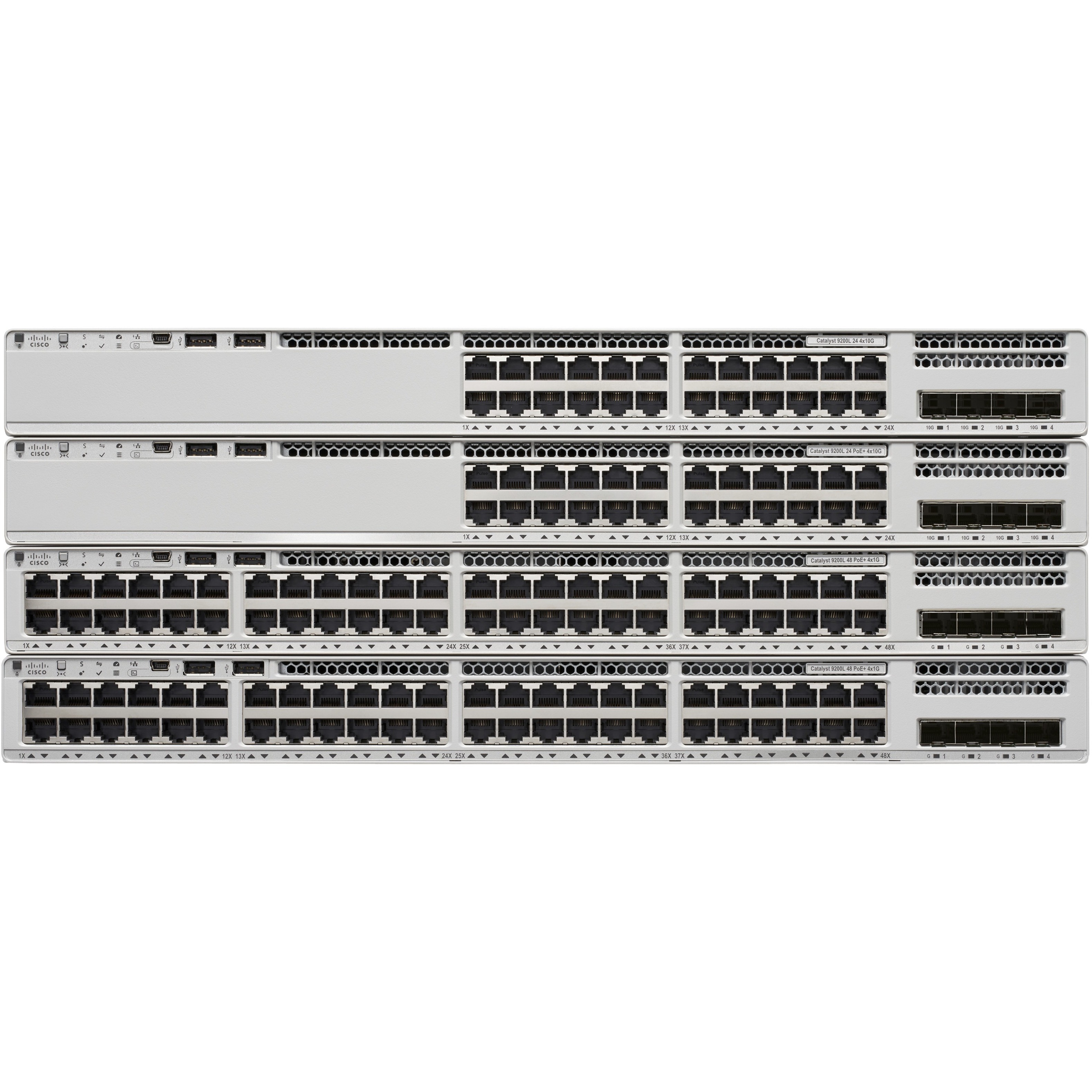 Cisco Catalyst 9200L48-port Partial PoE+ 4x1G Uplink Switch, Network Essentials - 48 Ports - Manageable - Gigabit Ethernet - 1000Base-T, 1000Base-X - Refurbished - 3 Layer Supported - Modular - 4 SFP 