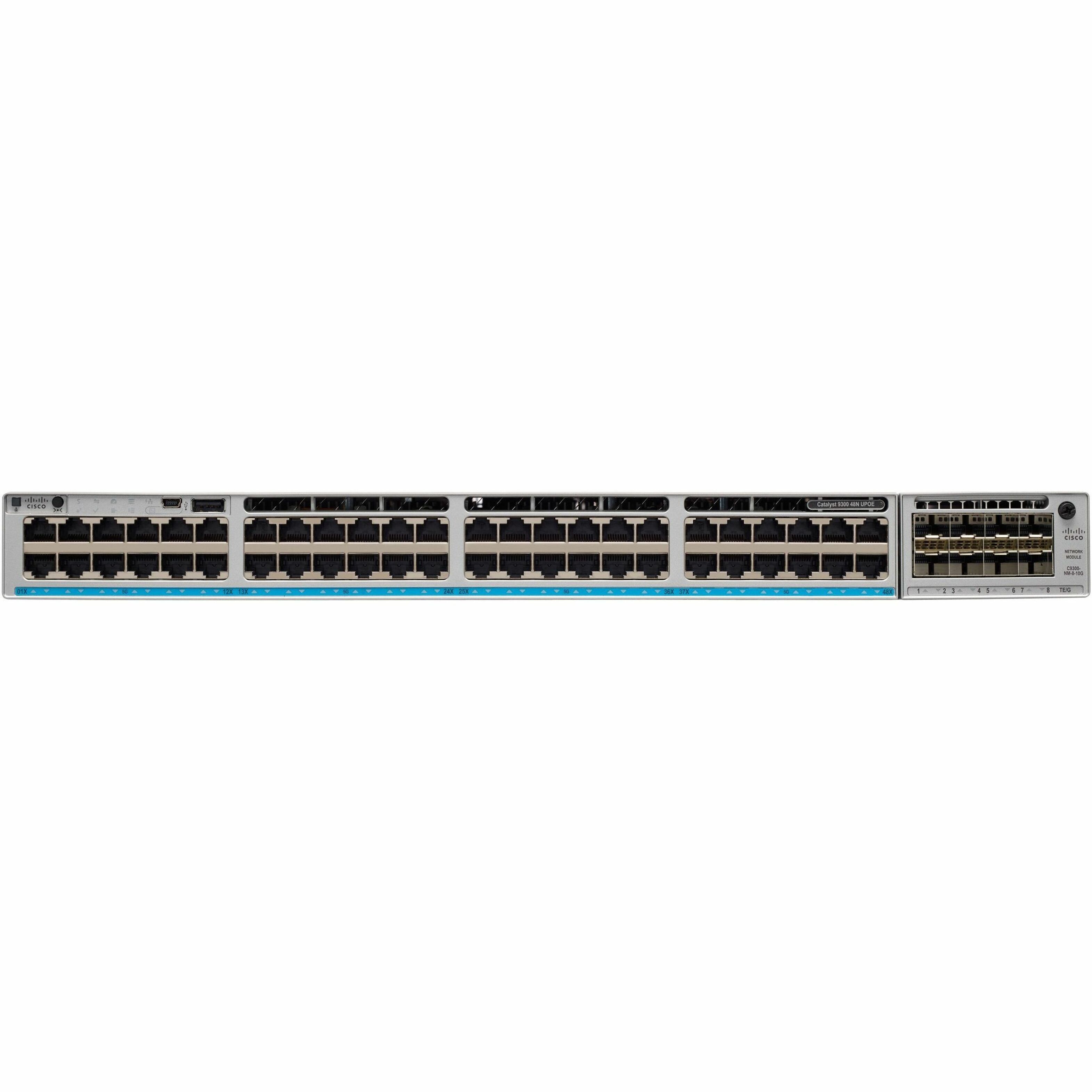 Cisco Catalyst 9300L-48T-4G-A Switch - 48 Ports - Manageable - Gigabit Ethernet - 1000Base-T, 1000Base-X - Refurbished - 3 Layer Supported - Modular - 4 SFP Slots - 350 W Power Consumption - Twisted P