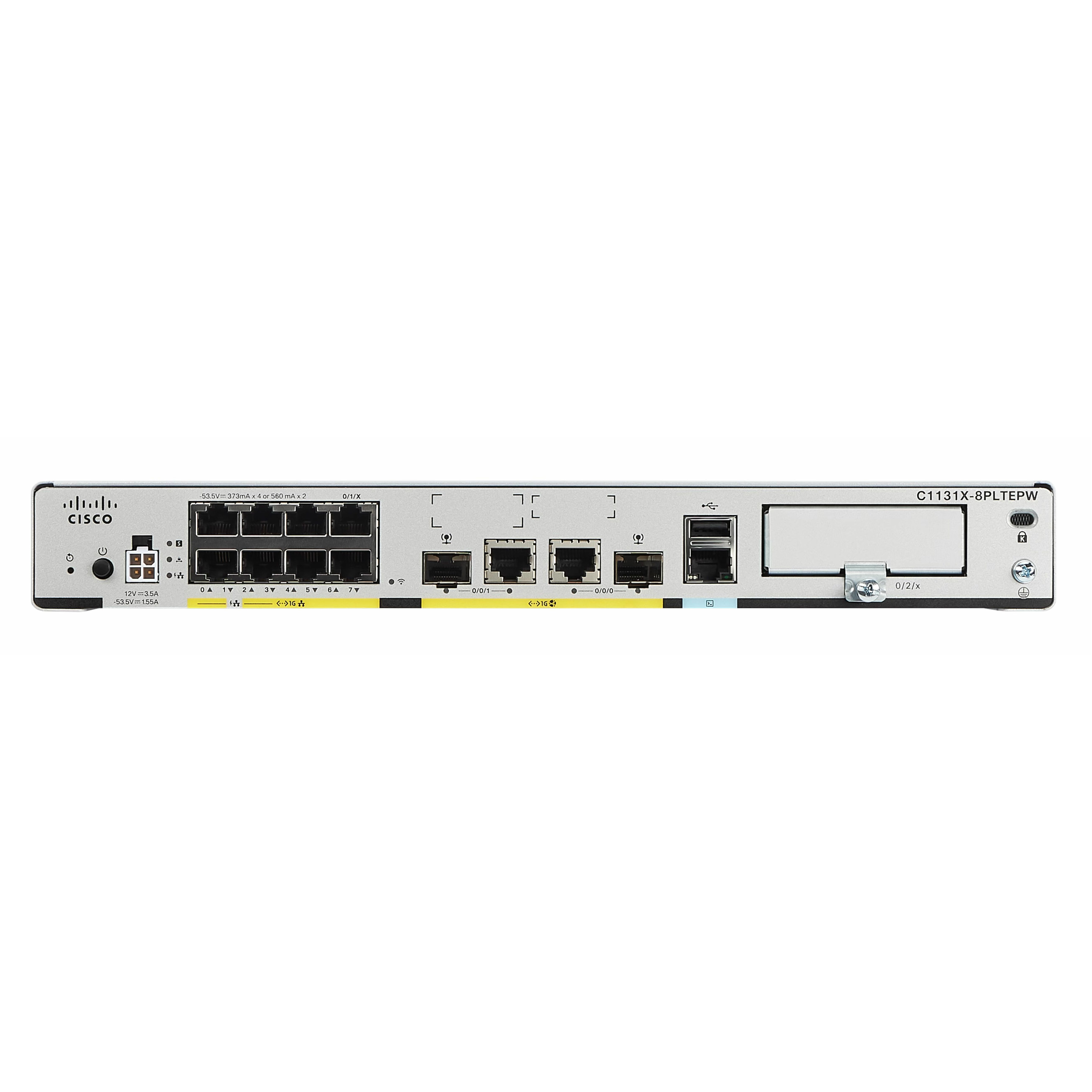 Cisco C1131X-8PLTEPW Router - 10 Ports - 8 RJ-45 Port(s) - 2 WAN Port(s) - Management Port - 2 SFP (mini-GBIC) Slots, LTE Module Slots - 8 GB - Gigabit Ethernet - Rack-mountable - 1 Year