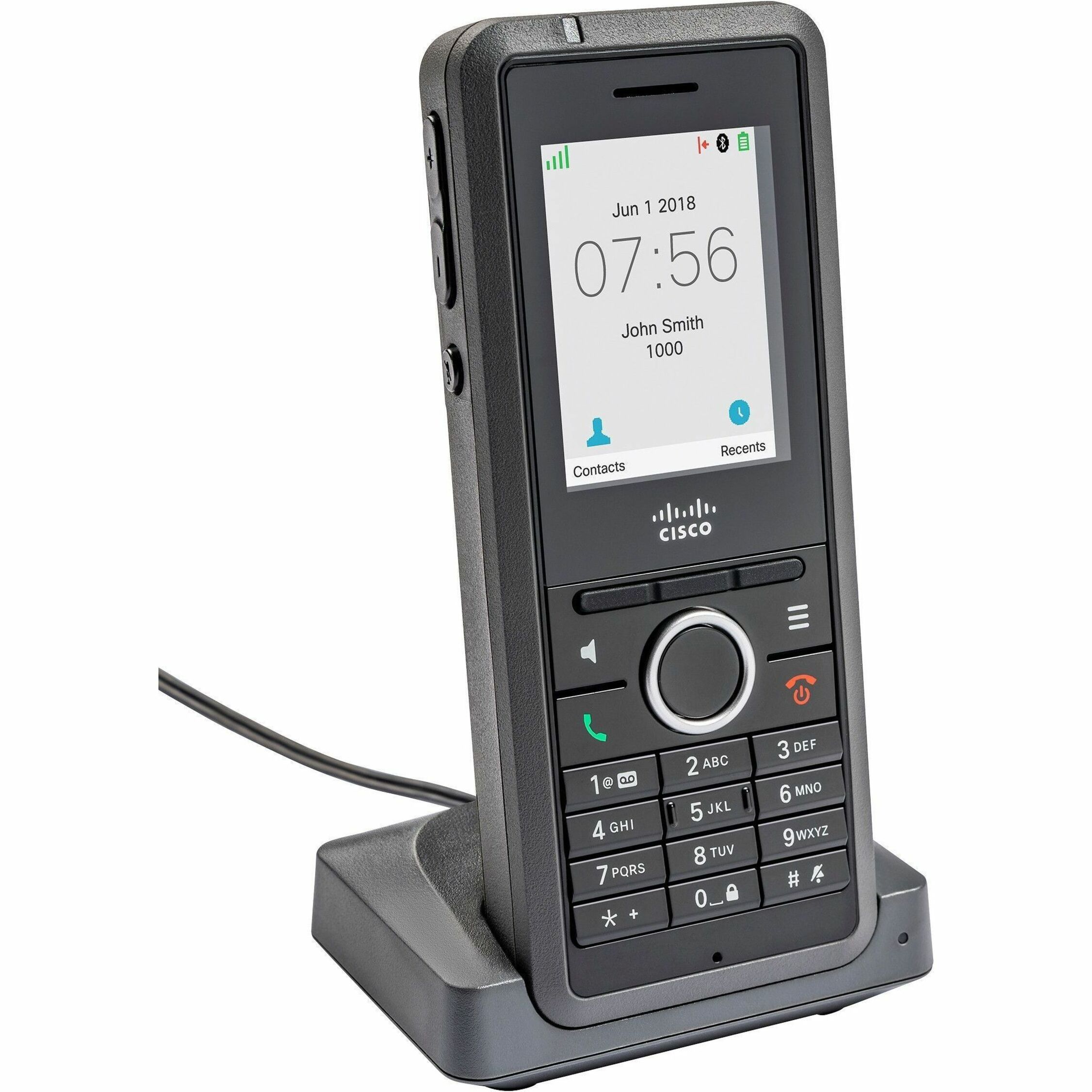 Cisco 6825 Handset - Cordless - DECT, Bluetooth - 250 Phone Book/Directory Memory - 2 x Total Number of Phone Lines - 2" Screen Size - Headset Port - 17 Hour Battery Talk Time - Wall Mountable - Charc