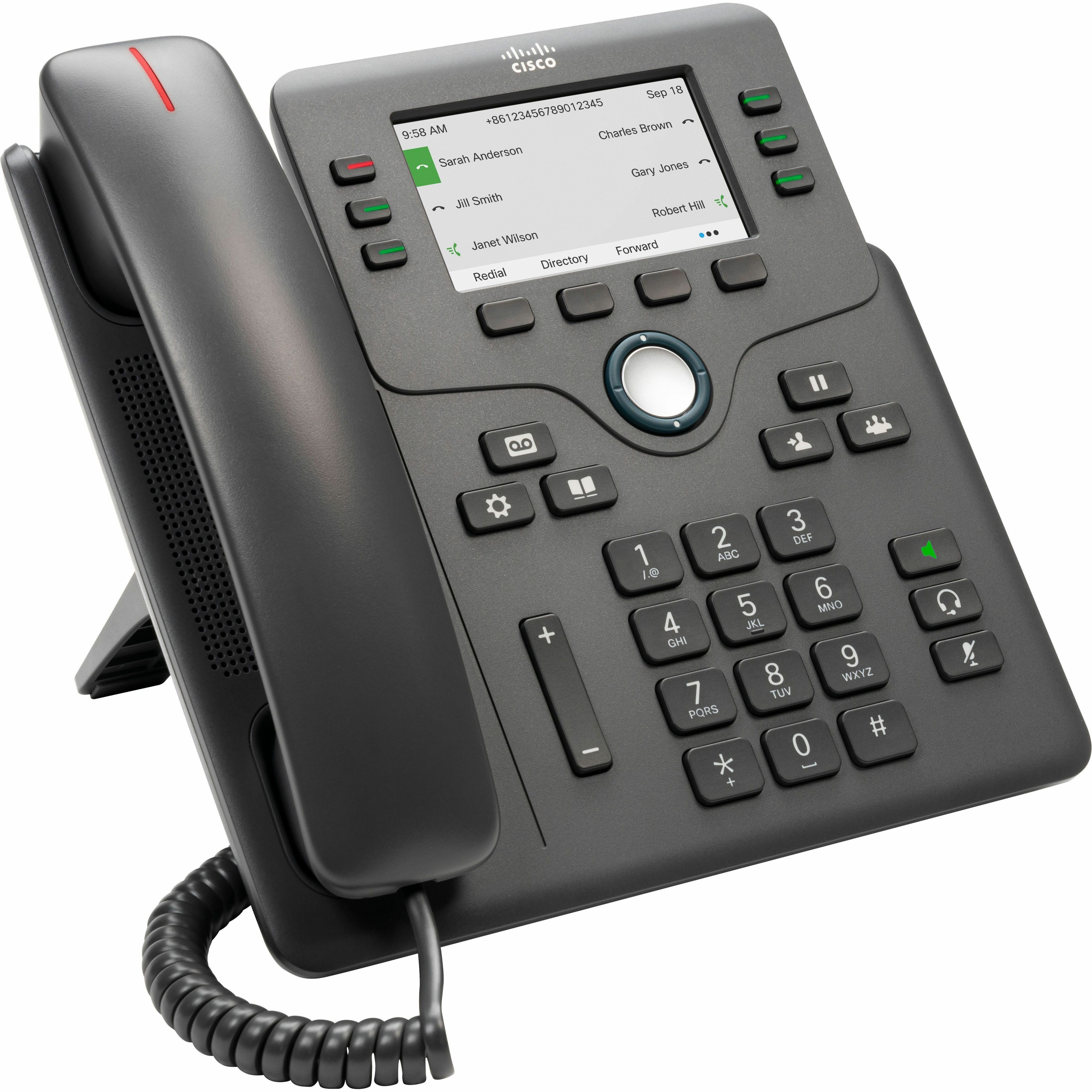 Cisco 6871 IP Phone - Refurbished - Corded - Corded/Cordless - Wi-Fi - Wall Mountable - Charcoal - 6 x Total Line - VoIP - IEEE 802.11a/b/g/n - 2 x Network (RJ-45) - PoE Ports
