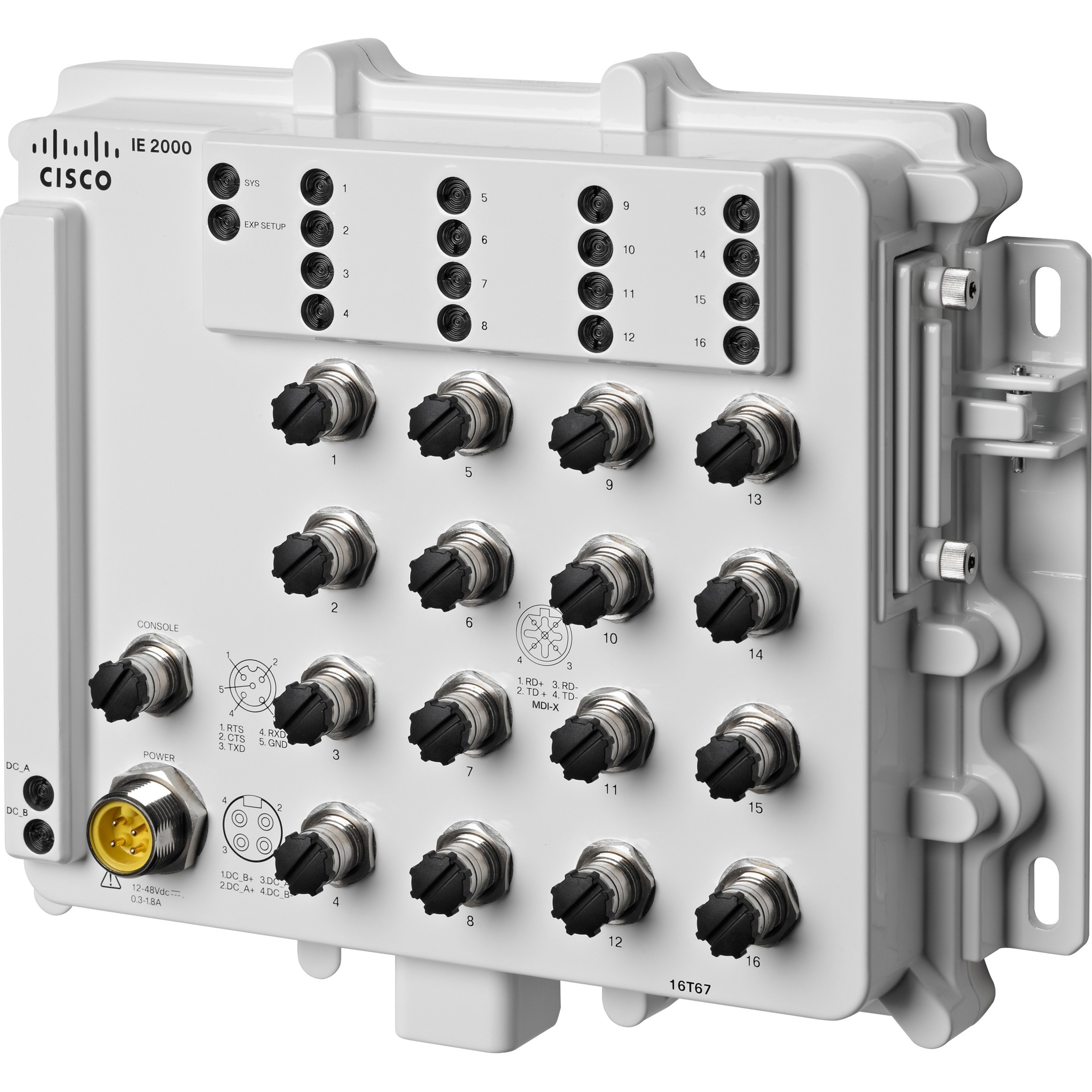 Cisco IE-2000-16T67-B Ethernet Switch - 16 Ports - Manageable - Fast Ethernet - 10/100Base-TX - Refurbished - 2 Layer Supported - Twisted Pair - Wall Mountable