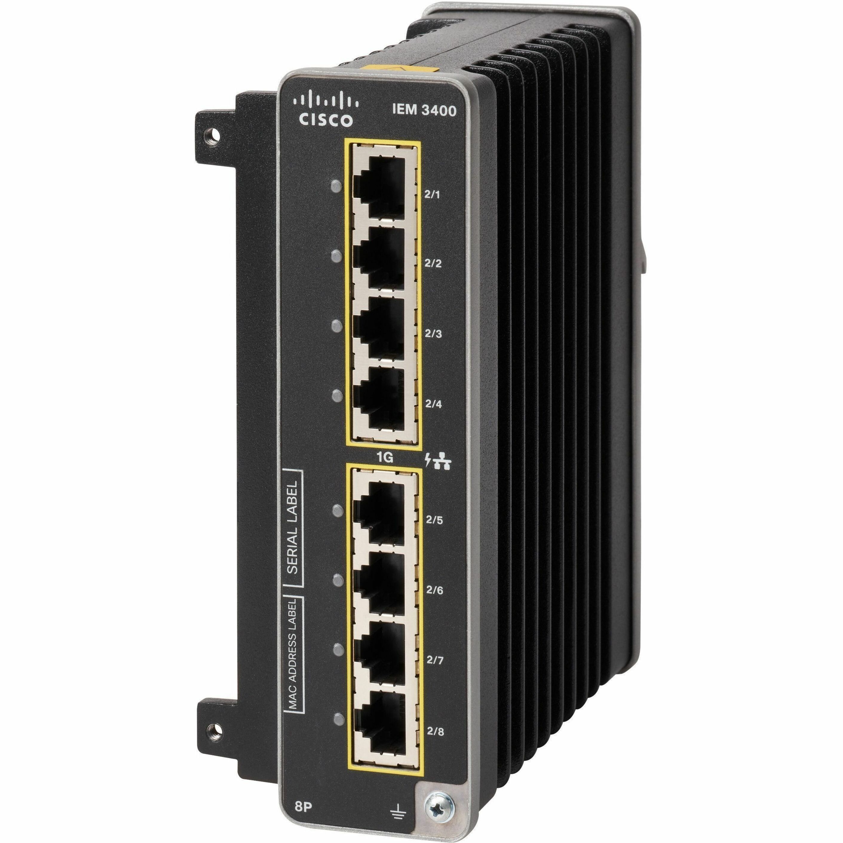 Cisco Catalyst IE3400 Rugged 8 Port GE Adv Exp Module - For Data Networking - 8 x RJ-45 1000Base-T LAN - Twisted PairGigabit Ethernet - 1000Base-T - DIN Rail