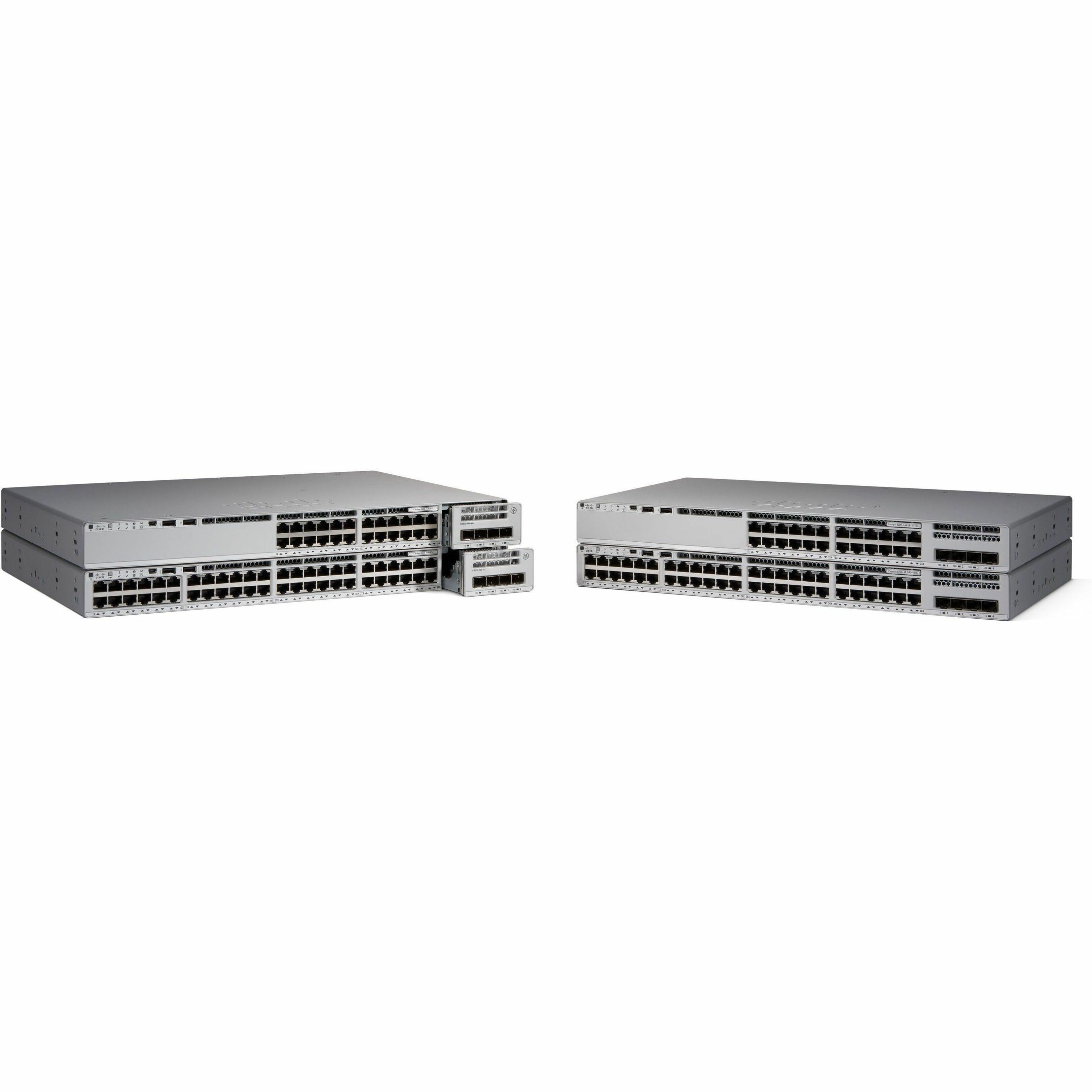 Cisco Catalyst 9200L 48-port Partial PoE+ 4x10G Uplink Switch, Network Essentials - 48 Ports - Manageable - Gigabit Ethernet, 10 Gigabit Ethernet - 1000Base-T, 10GBase-X - Refurbished - 3 Layer Suppor