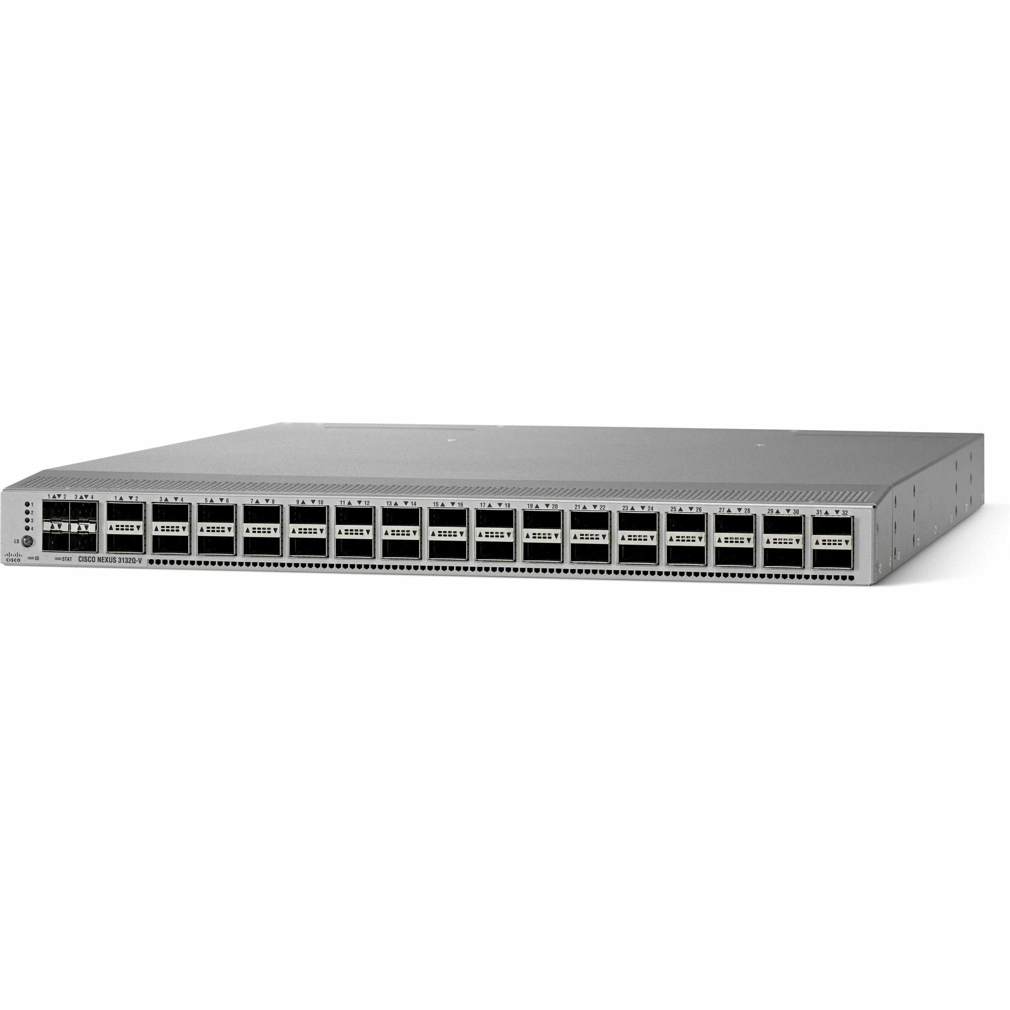 Cisco Nexus 3132Q-V Switch - Manageable - 10 Gigabit Ethernet, 40 Gigabit Ethernet - 10GBase-X, 40GBase-X - Refurbished - 3 Layer Supported - Modular - Optical Fiber - 1U - Rack-mountable