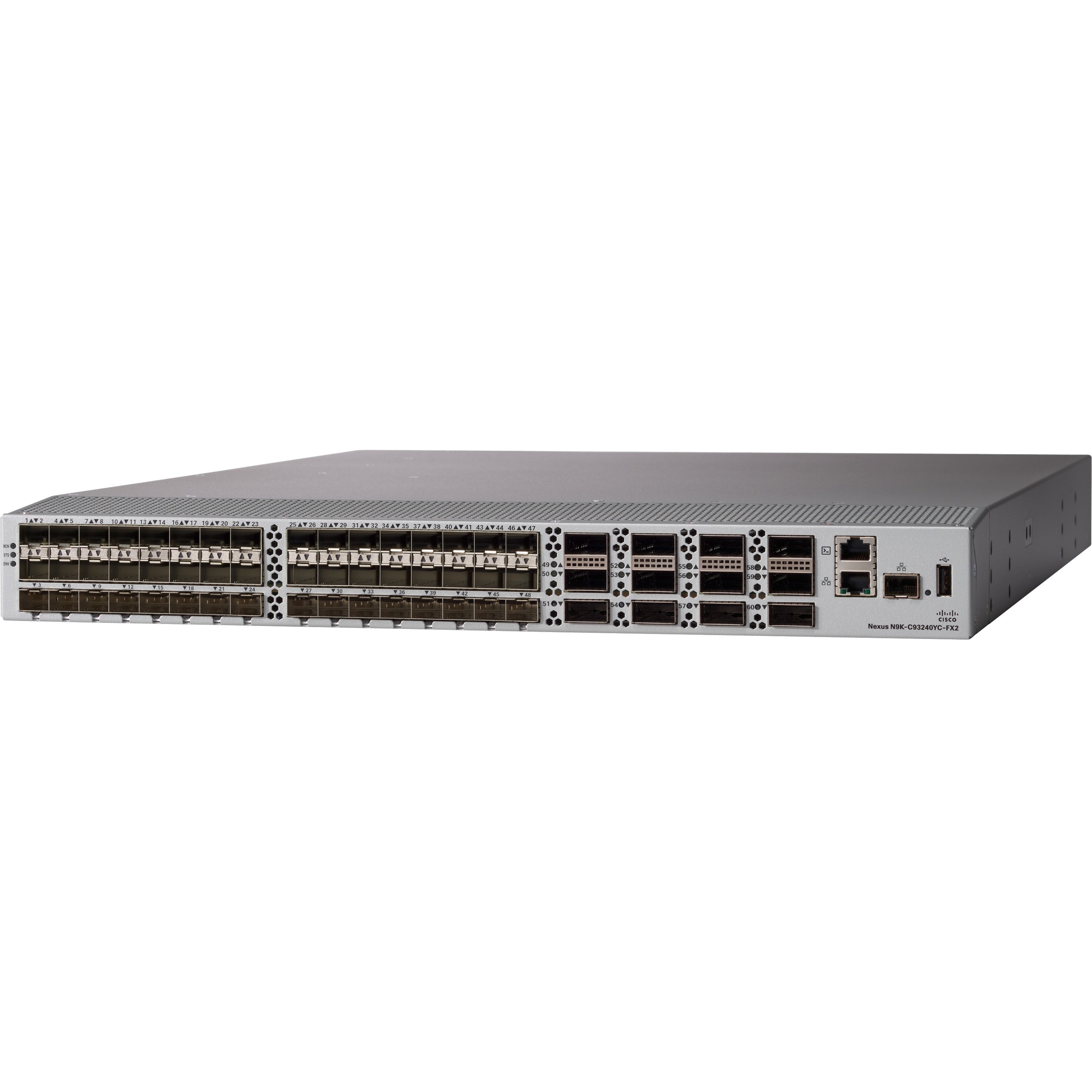 Cisco Nexus 93240YC-FX2 Ethernet Switch - Manageable - 25 Gigabit Ethernet, 100 Gigabit Ethernet - 25GBase-X, 100GBase-X - 3 Layer Supported - Modular - 708 W Power Consumption - Optical Fiber - PoE P