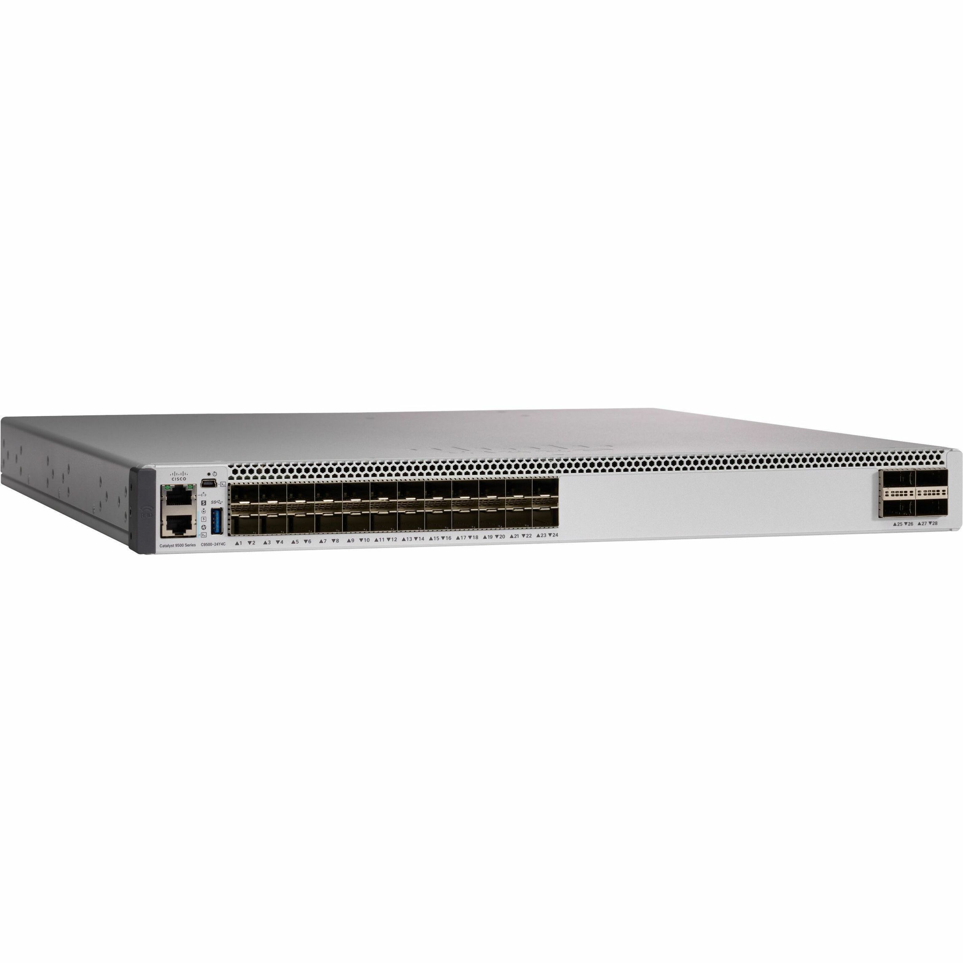 Cisco Catalyst C9500-24Y4C Layer 3 Switch - Manageable - 25 Gigabit Ethernet, 100 Gigabit Ethernet - 25GBase-X, 100GBase-X - Refurbished - 3 Layer Supported - Modular - 650 W Power Consumption - Optic
