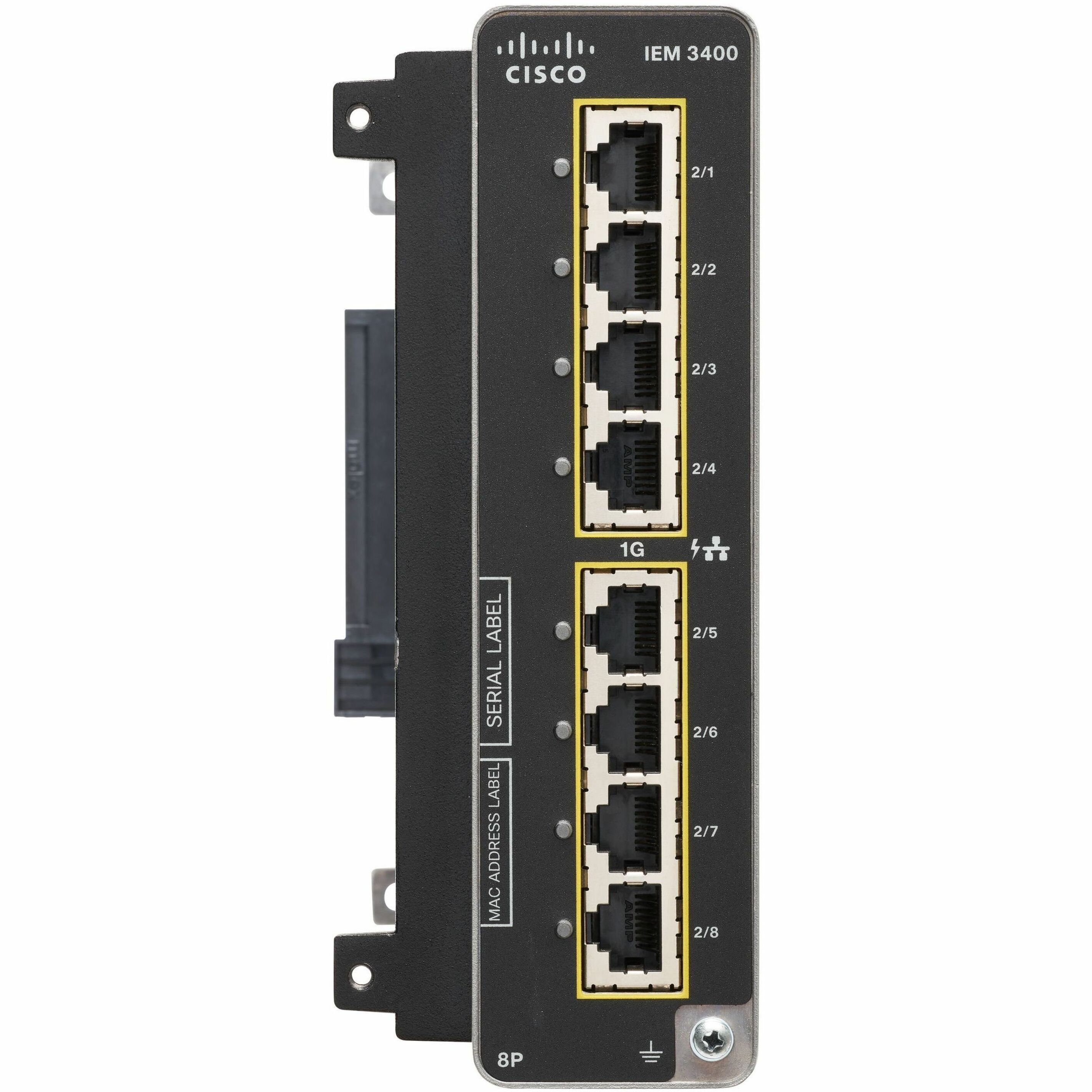 Cisco Catalyst IE3400 with 8 GE SFP Ports, Expansion Module - For Data Networking, Optical Network - 8 x 1000Base-X Network - Optical FiberGigabit Ethernet - 1000Base-X - DIN Rail