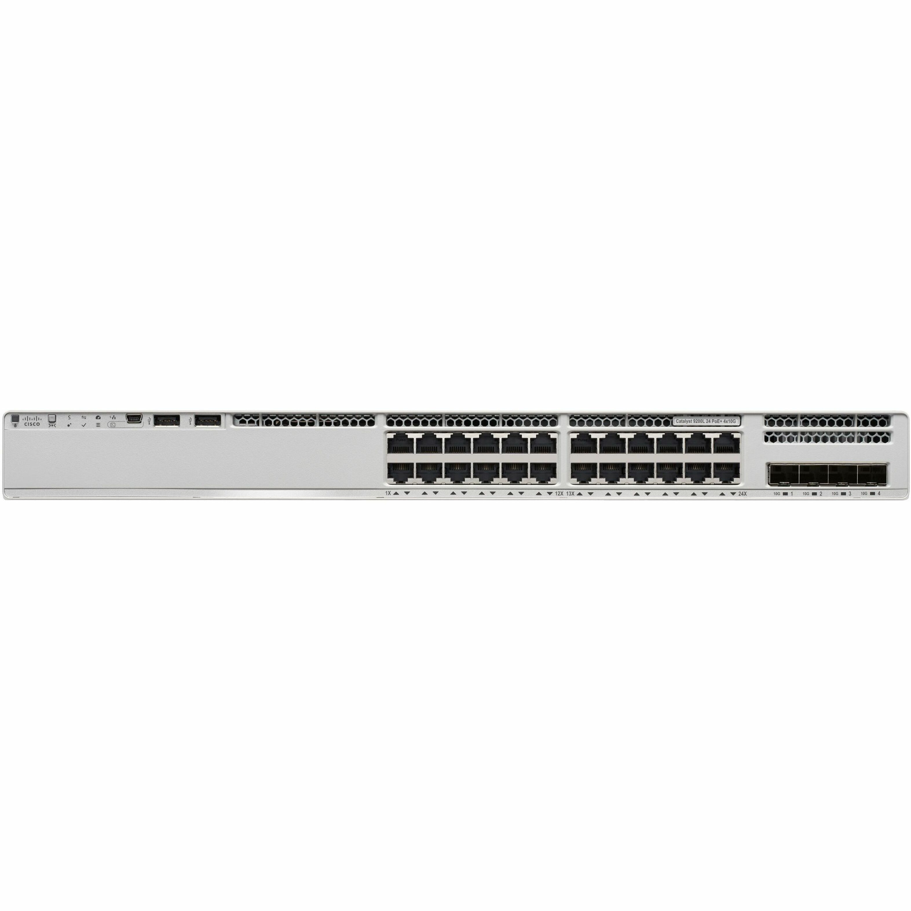 Cisco Catalyst C9200L-24P-4X Ethernet Switch - 24 Ports - Manageable - Gigabit Ethernet, 10 Gigabit Ethernet - 10/100/1000Base-T, 10GBase-X - Refurbished - 3 Layer Supported - Modular - Twisted Pair, 