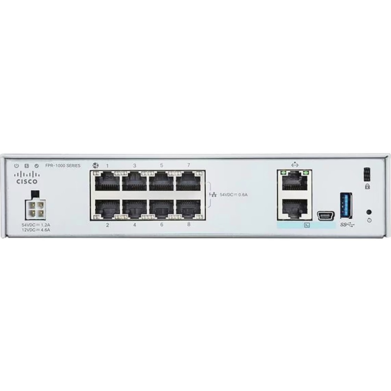 Cisco Firepower FPR-1010 Network Security/Firewall Appliance - 8 Port - 10/100/1000Base-T - Gigabit Ethernet - 2 Gbit/s Firewall Throughput - 75 VPN - 6 x RJ-45 - 50 Hz, 60 Hz - Desktop, Rack-mountabl