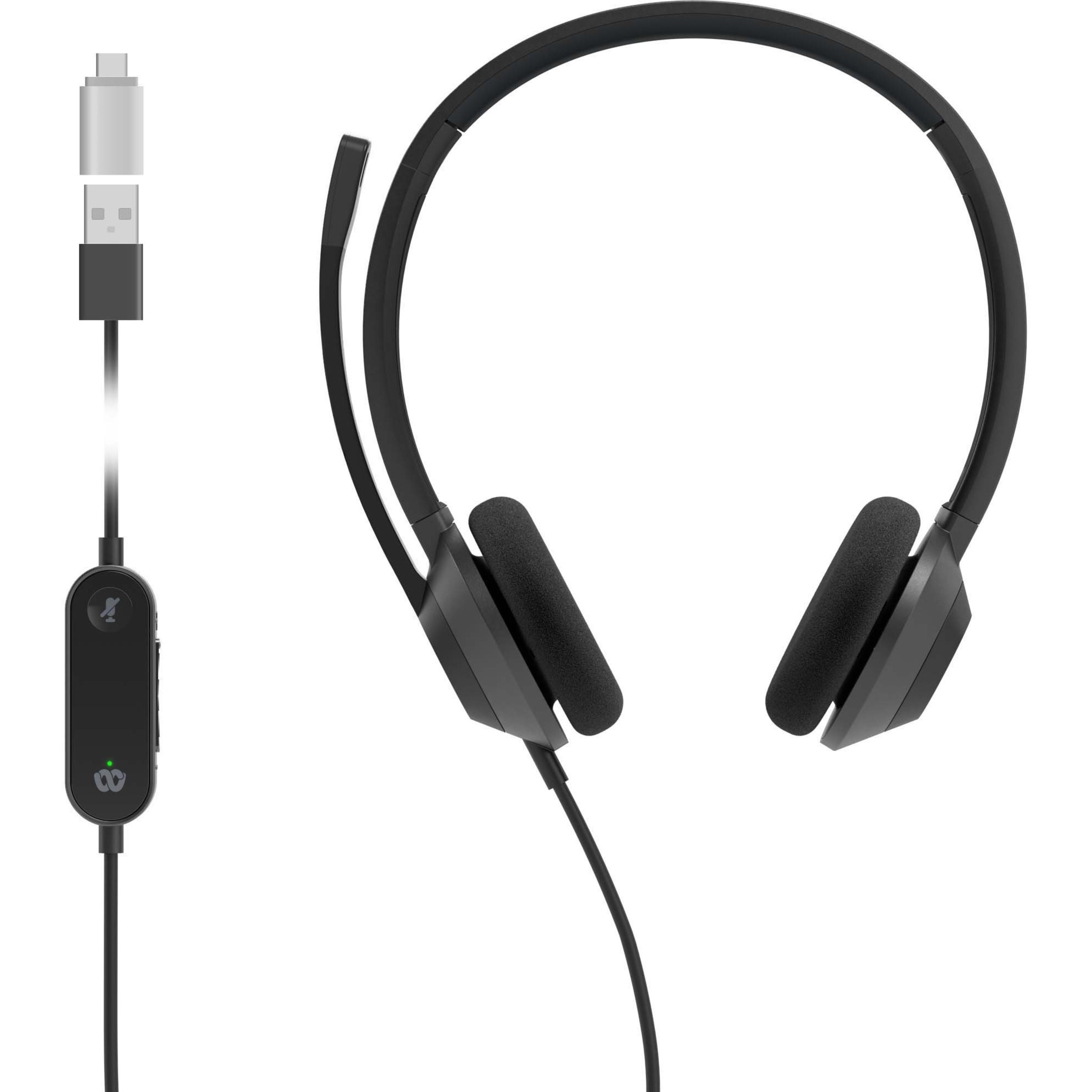 Cisco 322 Headset - Stereo - USB Type A - Wired - 32 Ohm - 50 Hz to 18 kHz - On-ear - Binaural - Supra-aural - 7.55 ft Cable - Uni-directional, Noise Cancelling Microphone - Carbon Black