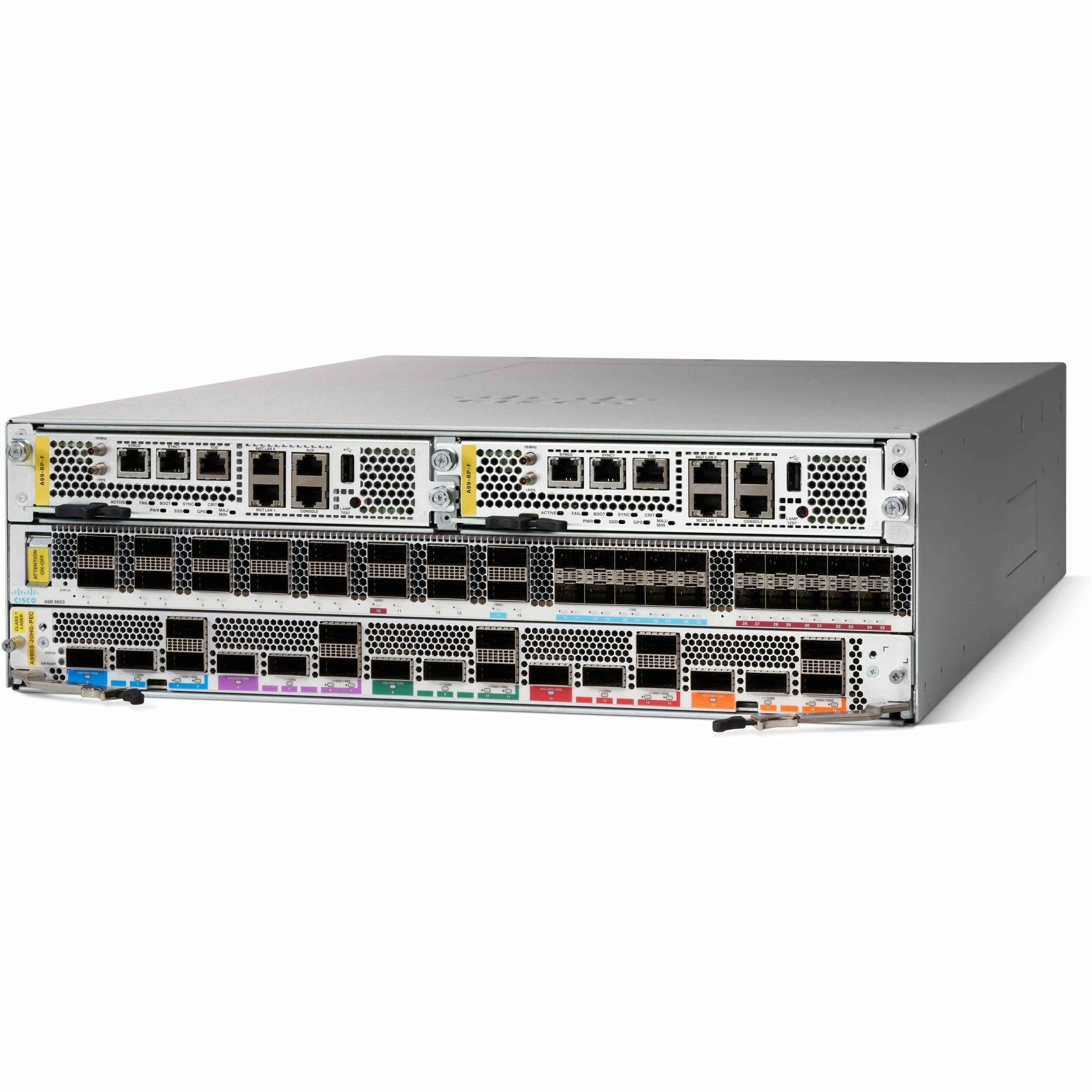 Cisco ASR 9903 Router Chassis - Refurbished - Management Port - 36 QSFP28 Slots, SFP+ Slots - 32 GB - 100 Gigabit Ethernet - IEEE 802.1ag, IEEE 802.3ah, IEEE 802.3ae, IEEE 802.3x, IEEE 802.3ba - 3U - 